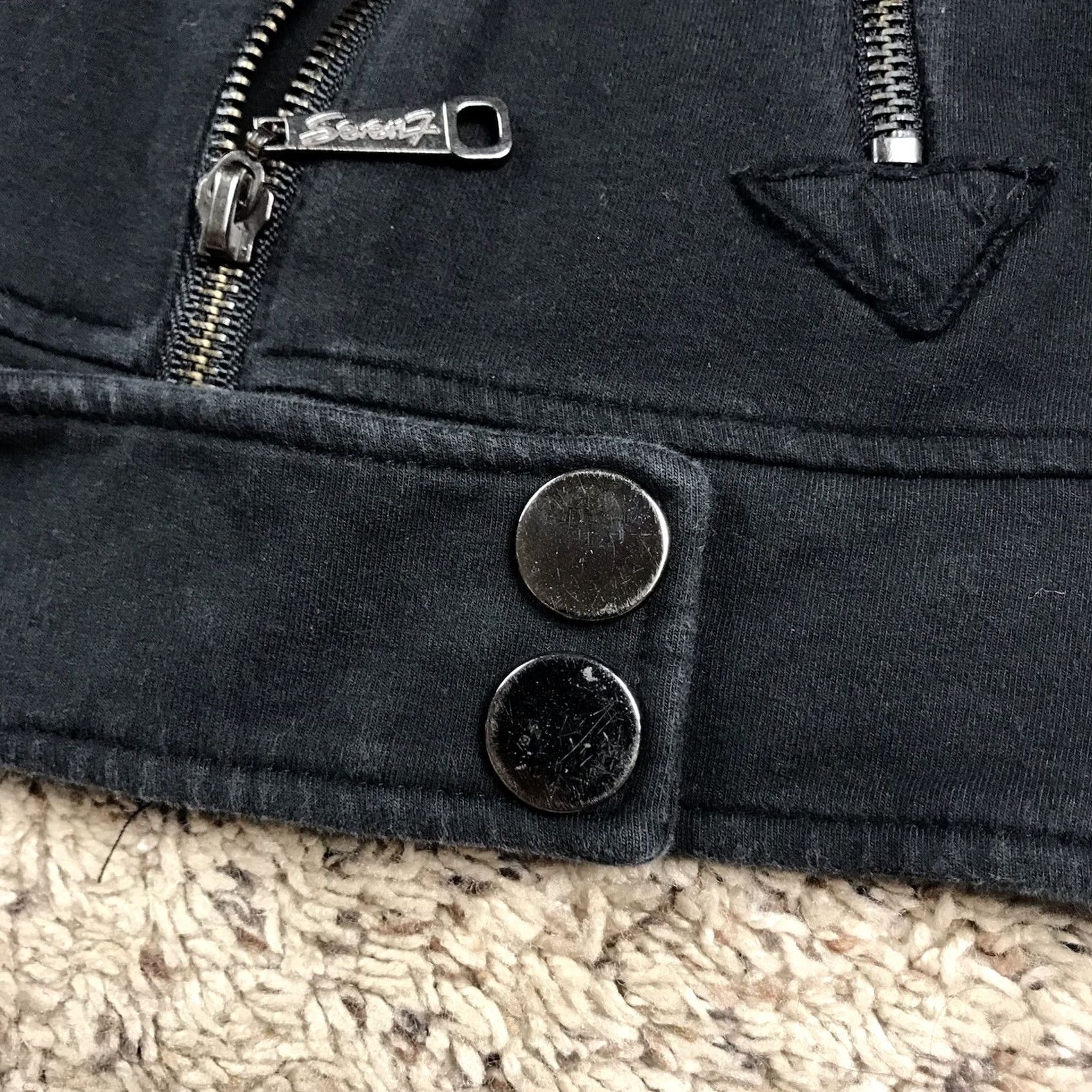 Vintage Seven7 Womens Jacket Coat Black Full Zip Mock Neck Grunge Designer Casual Small XS S Size S / US 4 / IT 40 - 7 Thumbnail