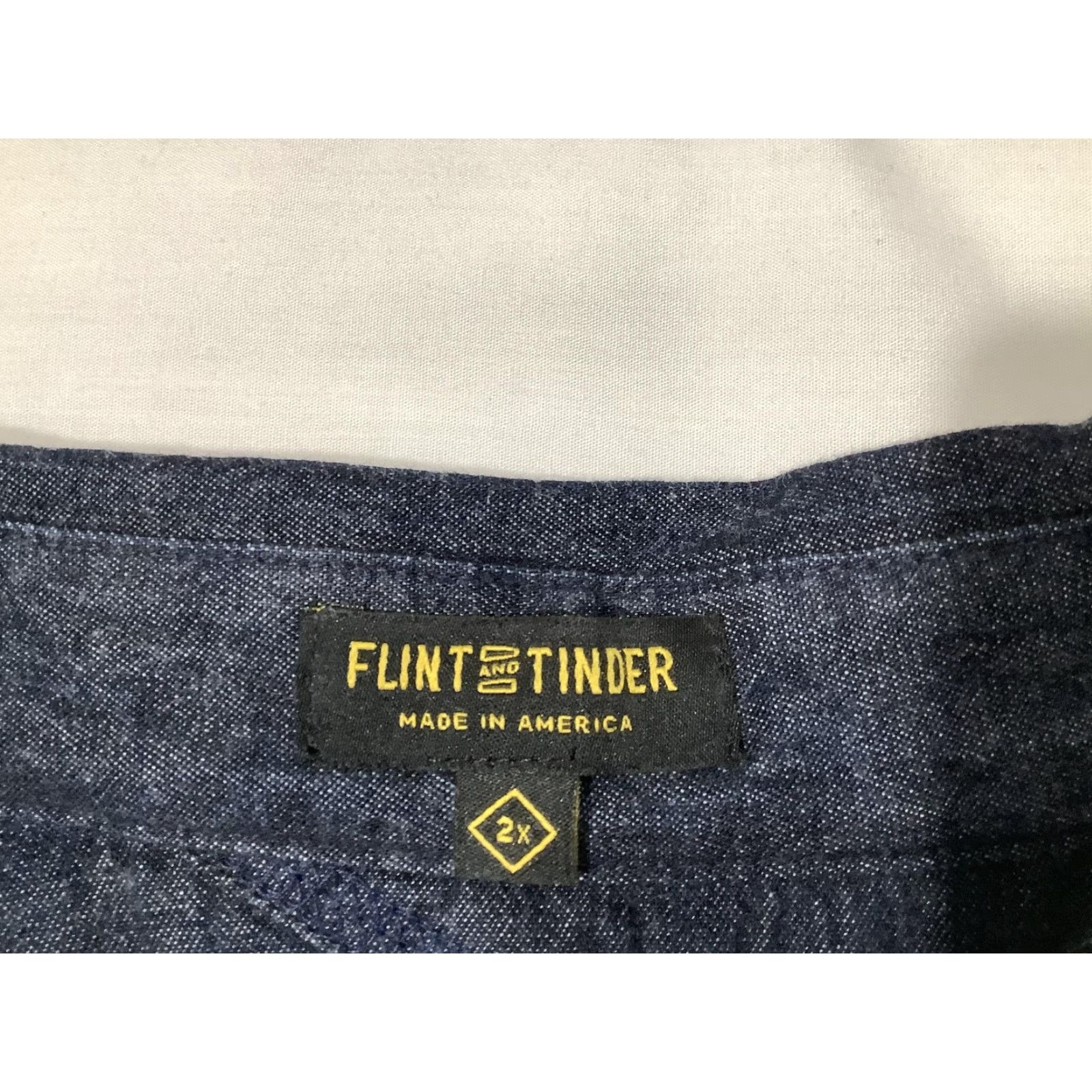 Flint And Tinder Flint and Tinder Shirt Mens 2XL Blue Denim Western Long Sleeve Workwear USA Size US XXL / EU 58 / 5 - 5 Thumbnail