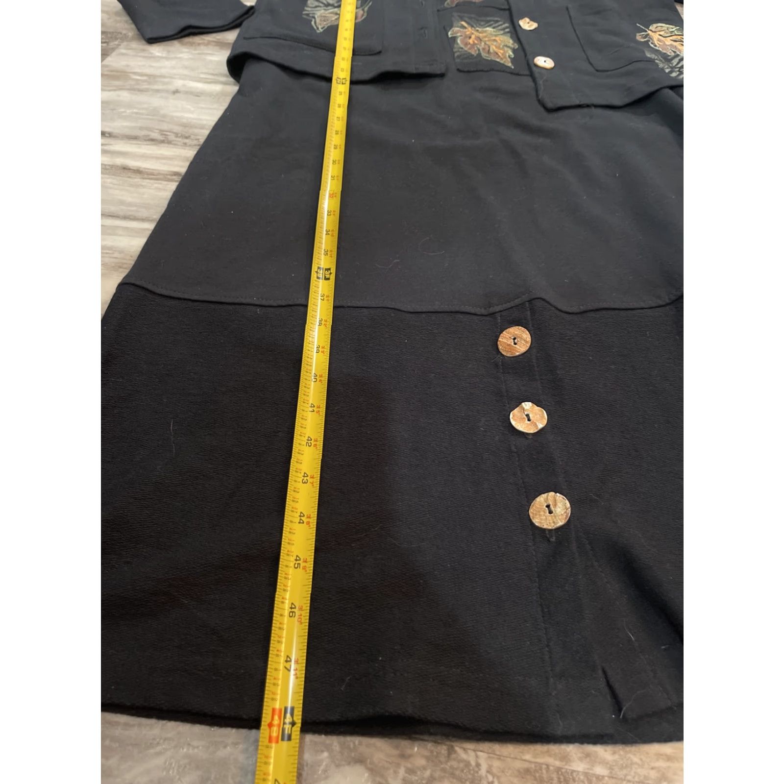 Vintage VINTAGE Design Limited Dress And Vest Womens Small 2 Piece Black Long Sleeve Fall Leaves Casual Workwear Size S / US 4 / IT 40 - 5 Thumbnail