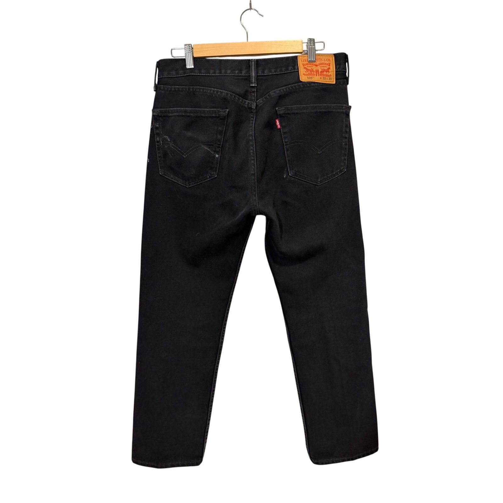 Levi's Levi’s 505 Regular Fit Jeans Men’s 33x30 Black Denim Size US 33 - 2 Thumbnail