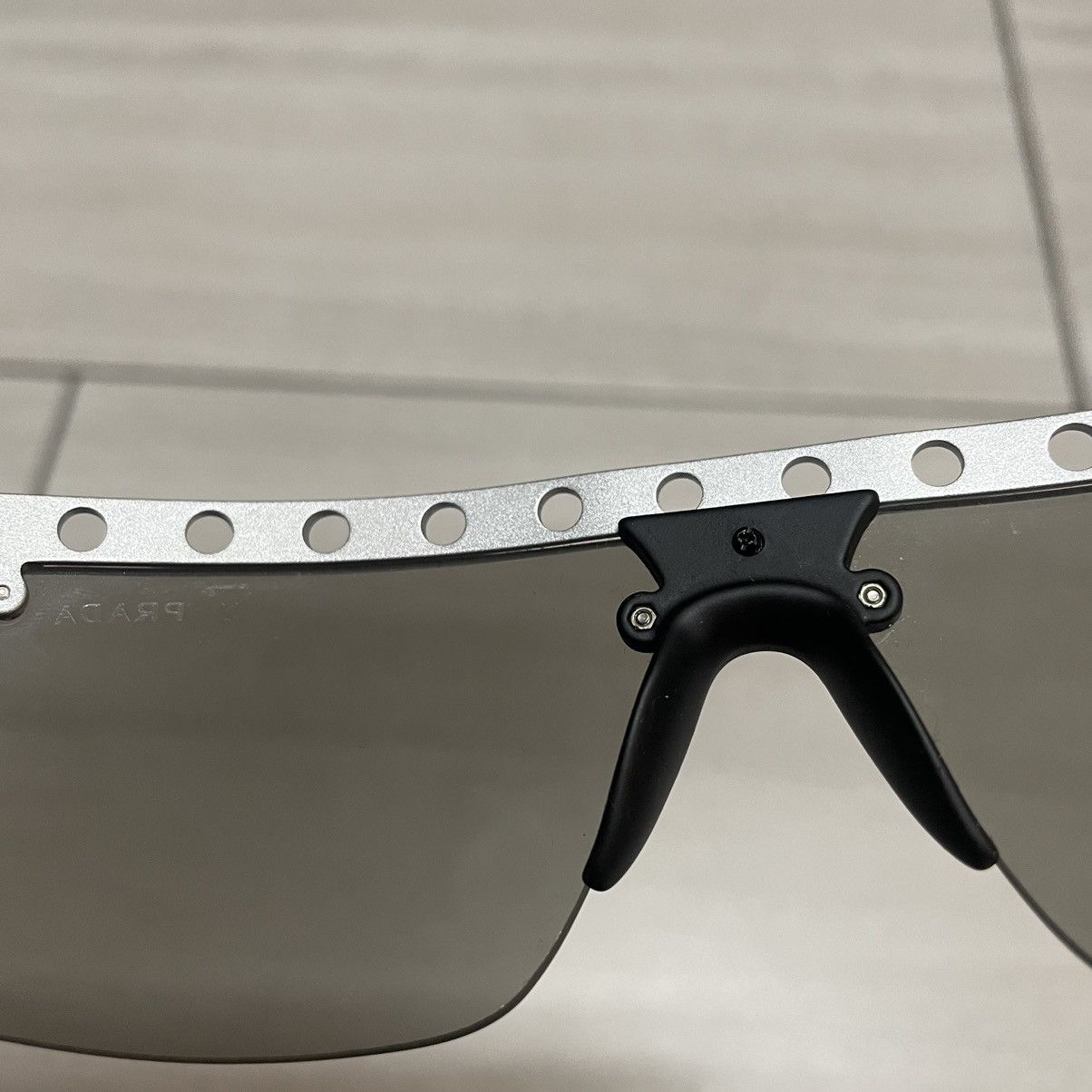 Prada Prada Sunglasses Silver Rough Black Rubber Mirrored Size ONE SIZE - 2 Thumbnail