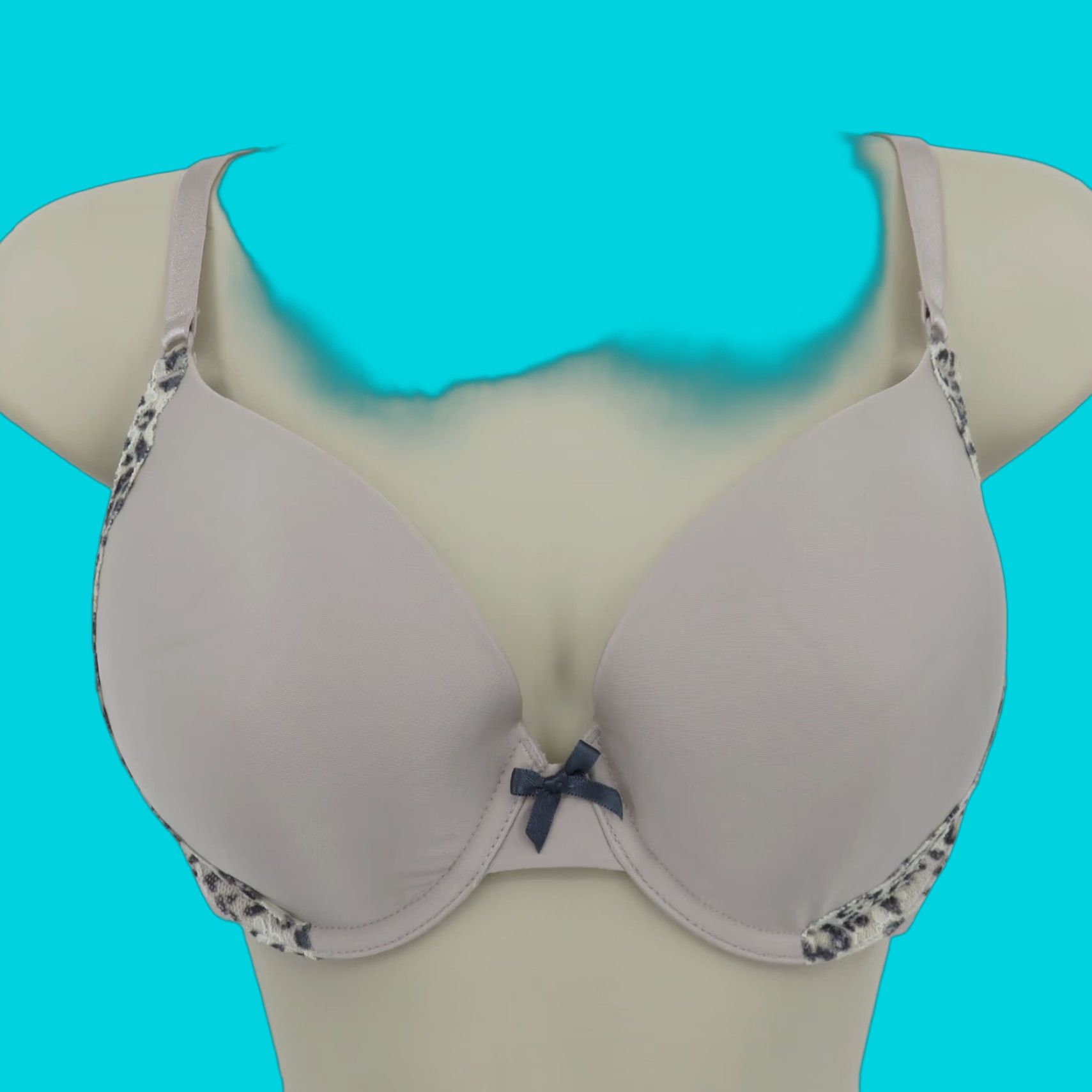 Victoria's Secret Victoria's Secret Perfect Coverage Bra T-Shirt Underwire Lined Gray Leopard Bow 34D Womens Size ONE SIZE - 1 Thumbnail