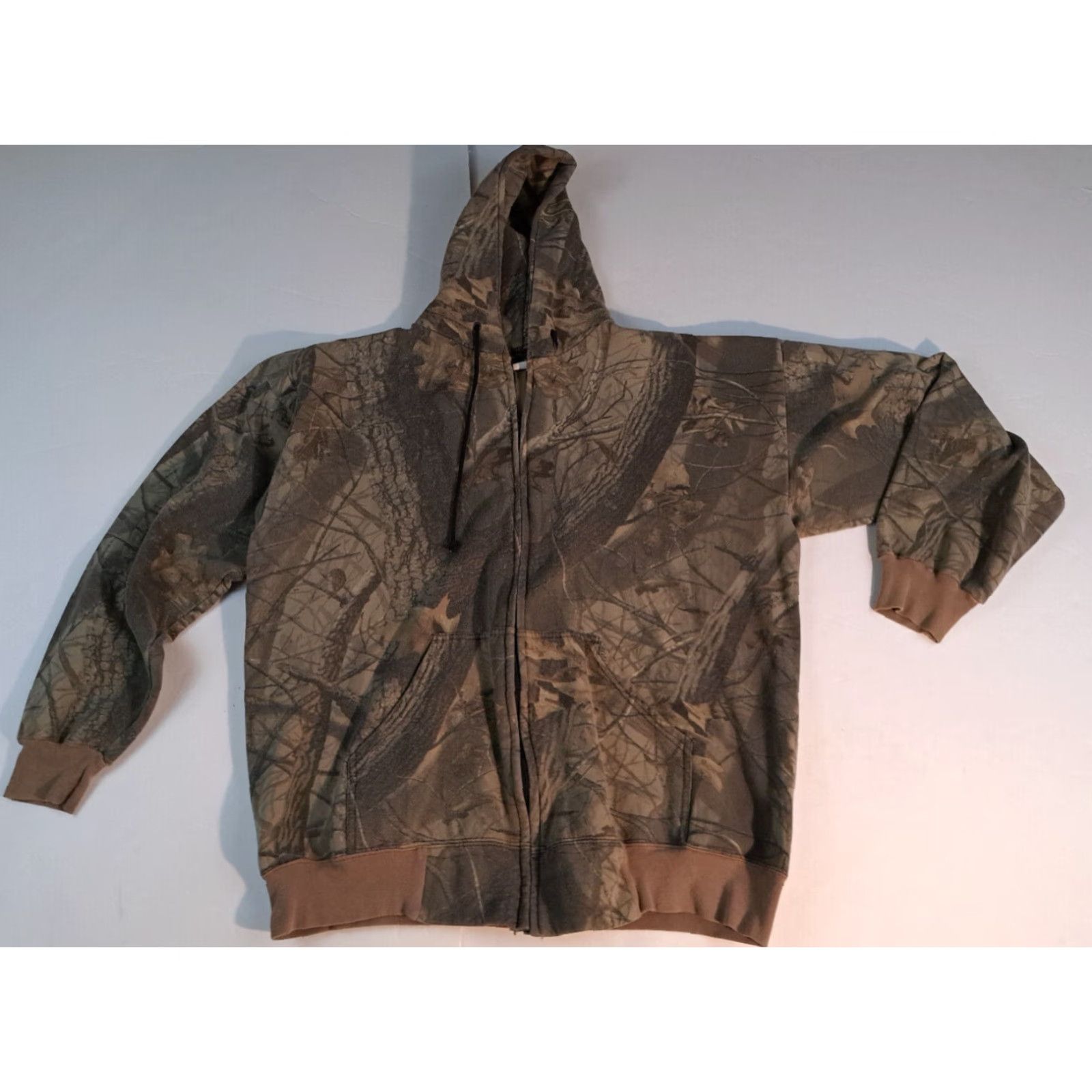 Vintage ACE USA Camouflage Full Zip Hooded Jacket Sweatshirt 2XL Men Regular Fleece Pockets Hooded Camouflage USA 28in 27in pit to pit (Ace) Size US XXL / EU 58 / 5 - 2 Thumbnail