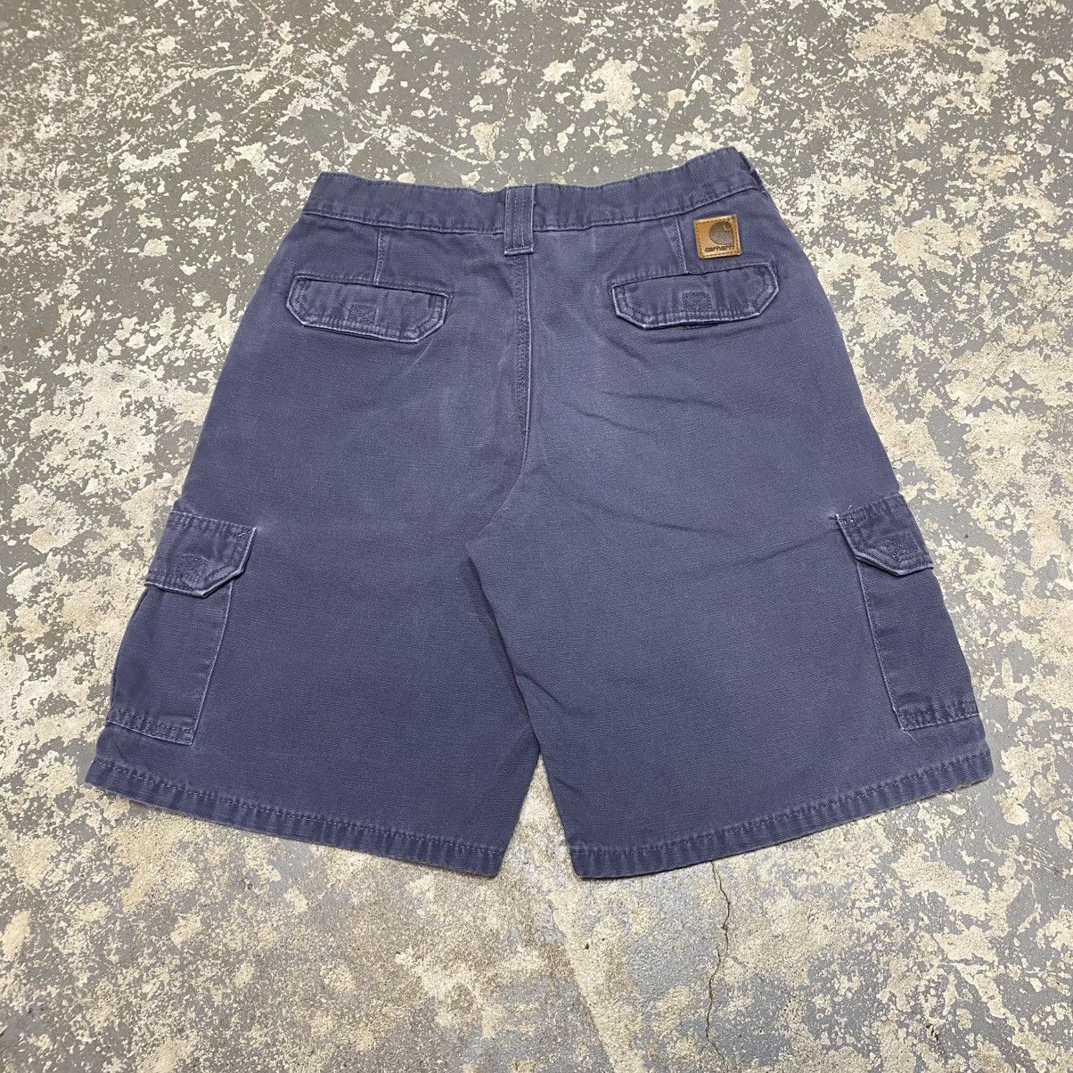 Carhartt × Vintage Vintage Carhartt Grey/Navy YYB164 BLS Cargo Workwear Shorts Size US 27 - 1 Thumbnail