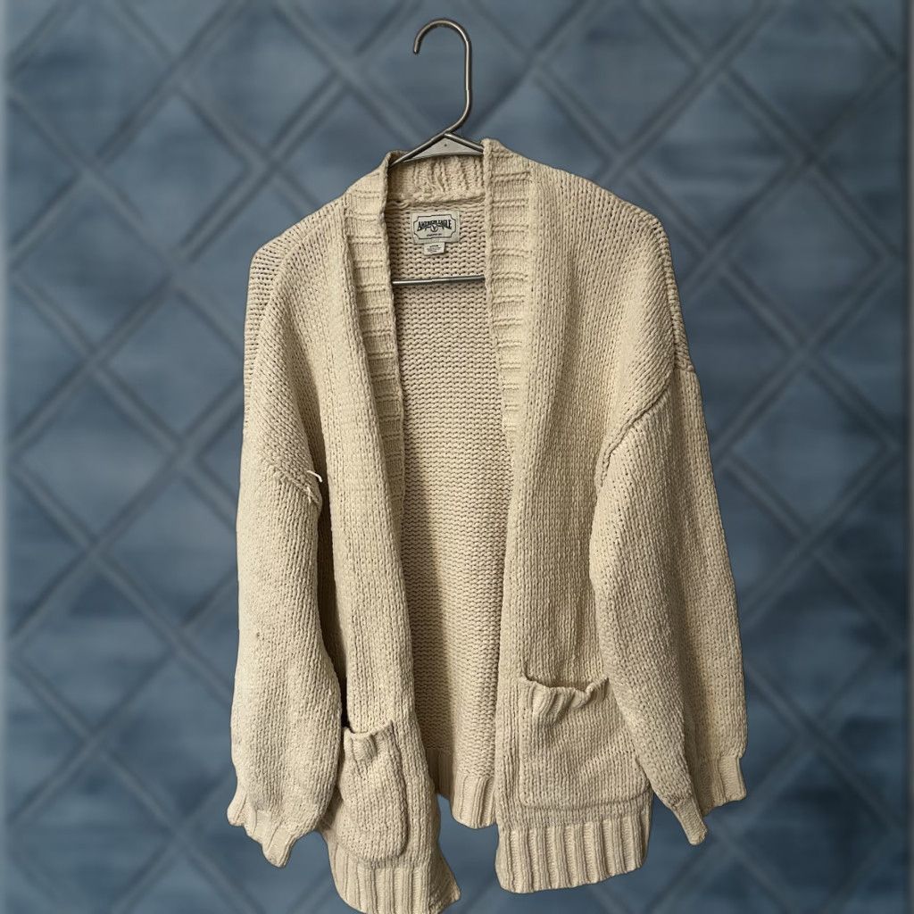 American Eagle Outfitters American Eagle Outfitters Cardigan Sweater Womens Beige Size Small Open Front Hood Size S / US 4 / IT 40 - 1 Thumbnail
