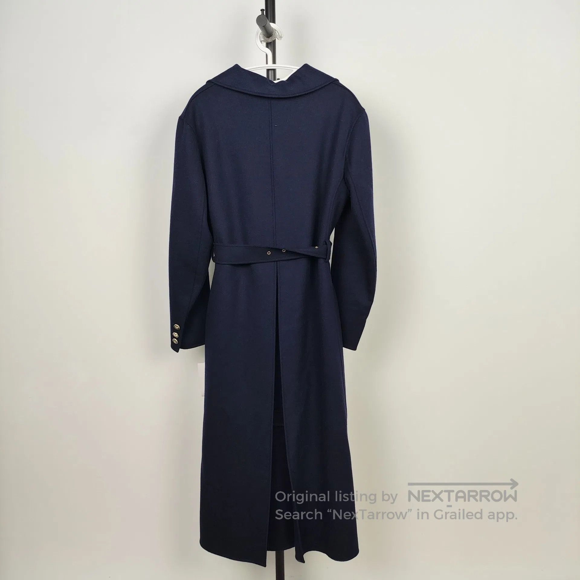 Dior Dior Navy Blue Double Breasted Wool Coat with Belt| Size XXS / US 00 / IT 34 - 2 Thumbnail