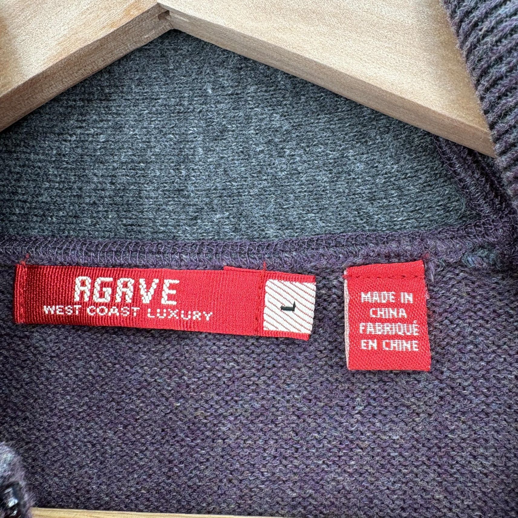 Vintage Agave Sweater Mens Large Purple Gray Milton Full Zip Cotton Mock Neck Knit Shirt Size US L / EU 52-54 / 3 - 4 Thumbnail