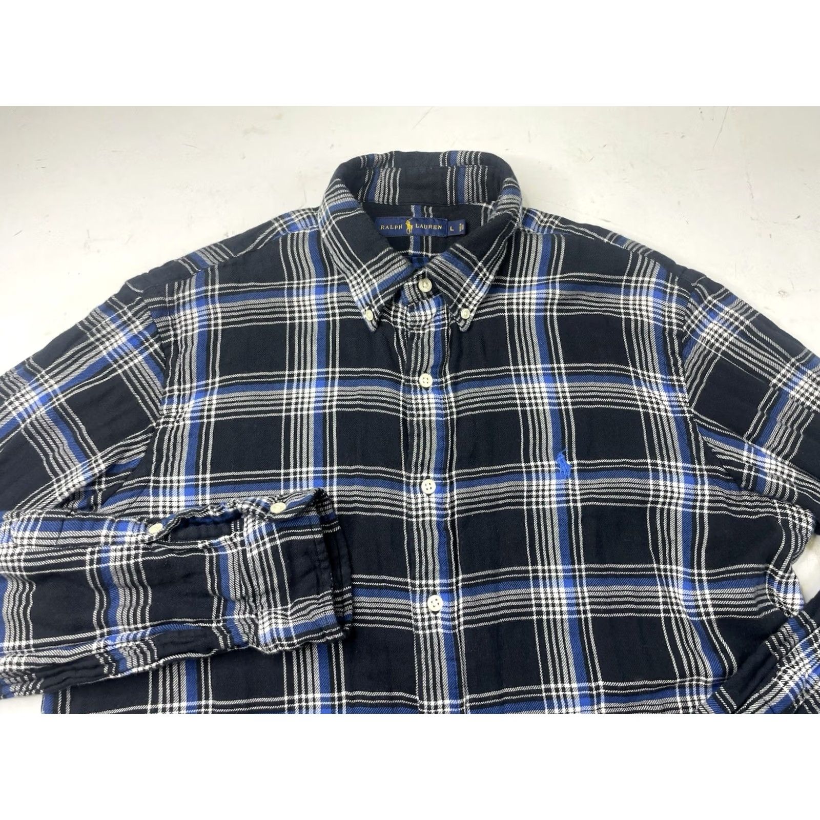Ralph Lauren POLO RALPH LAUREN Mens Large Sport Shirt Blue Black COTTON DOUBLE FACED PLAID Size US L / EU 52-54 / 3 - 3 Thumbnail