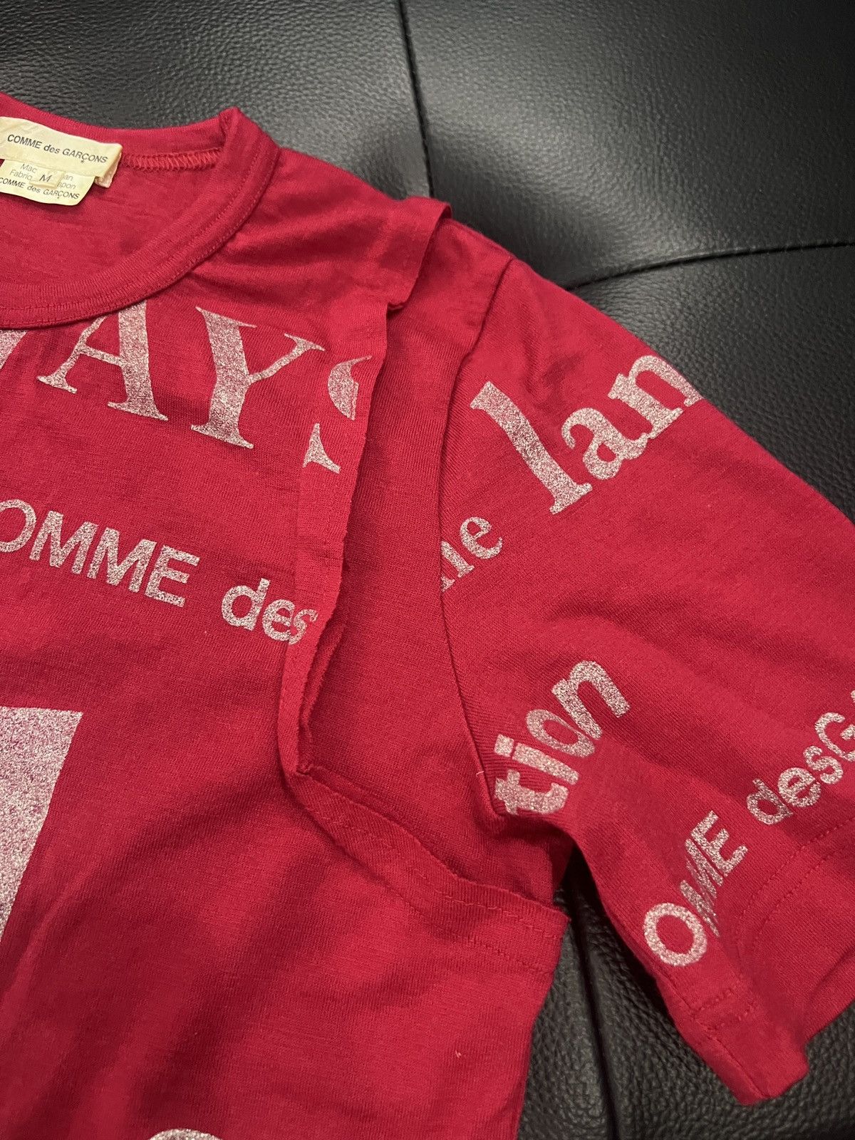 Comme des Garcons Comme des Garçons AW03 Glitter Slogan Patchwork T-Shirt Size US M / EU 48-50 / 2 - 6 Thumbnail