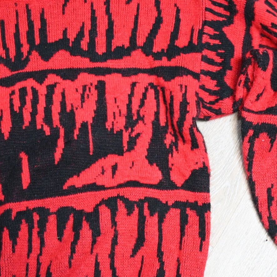 & Other Stories Vintage Studio HQ Red Black Knit Sweater Mens Large 80s 90s Size US L / EU 52-54 / 3 - 3 Thumbnail