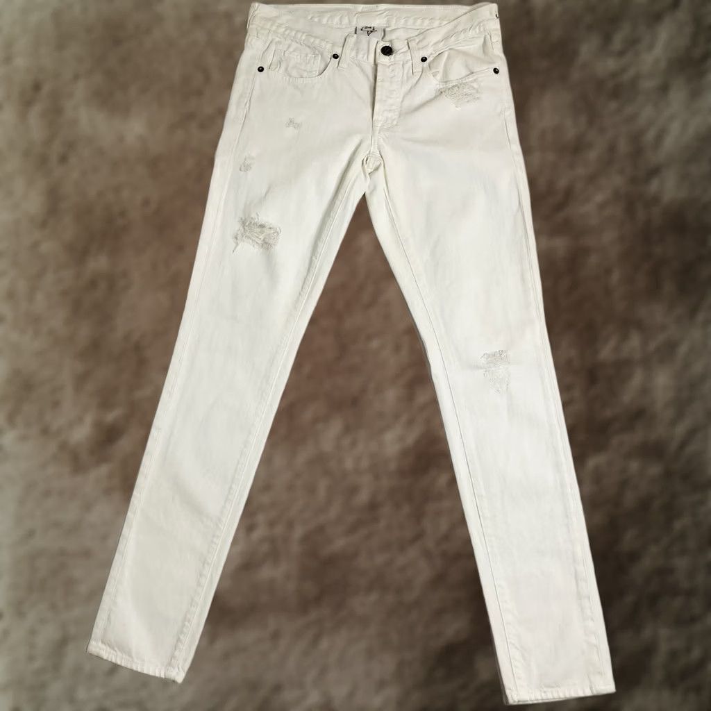 Denime Genetic Denim Jeans White Size 24 Skinny Distressed Inseam 30 Low Rise 5-Pocket Womens Size 42" / US 20 - 1 Thumbnail