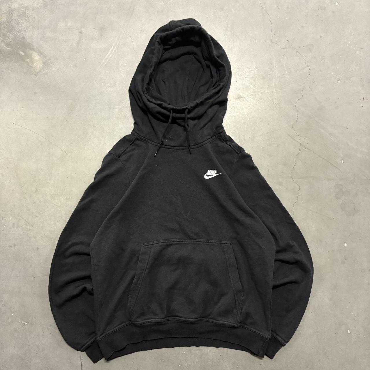 Nike × Vintage Crazy Vintage Y2K/2000s Black Nike White swoosh Spellout Blue Tag Hoodie! Size US M / EU 48-50 / 2 - 1 Thumbnail