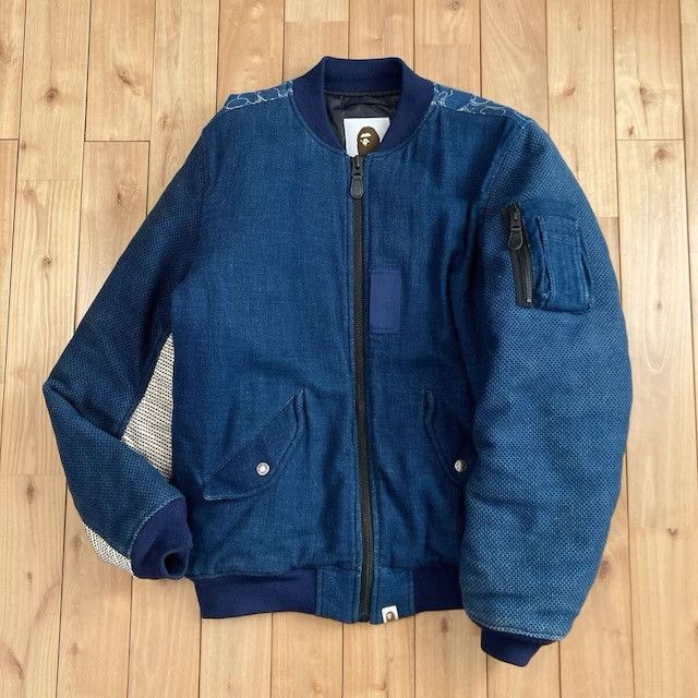 Bape BAPE CAMO INDIGO SHARK MA-1 Bomber Jacket a bathing ape Size US L / EU 52-54 / 3 - 2 Thumbnail