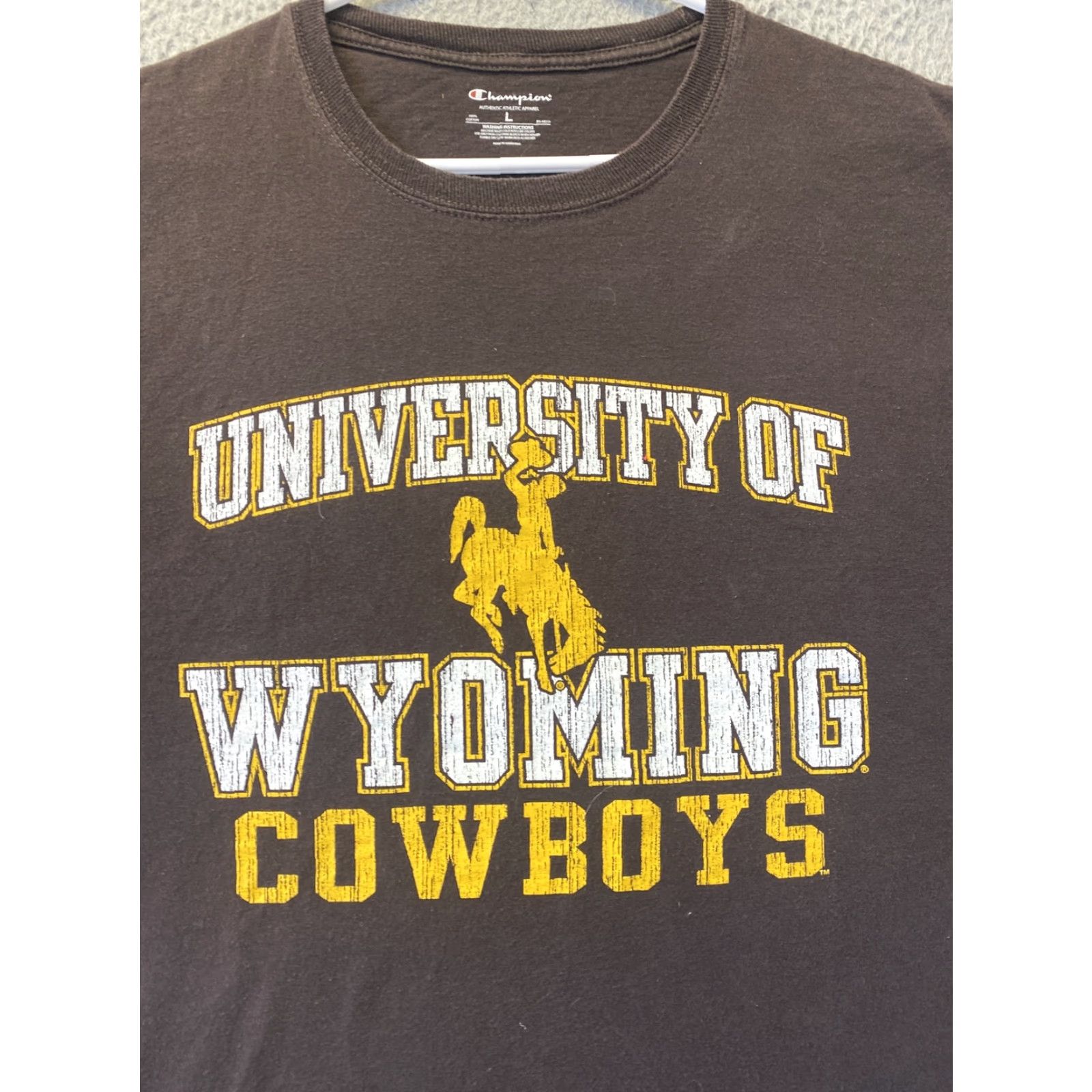 Champion Champion T-Shirt Mens Large Brown Wyoming Cowboys Sports Logo Crew Neck Short Sleeve Size US L / EU 52-54 / 3 - 2 Thumbnail