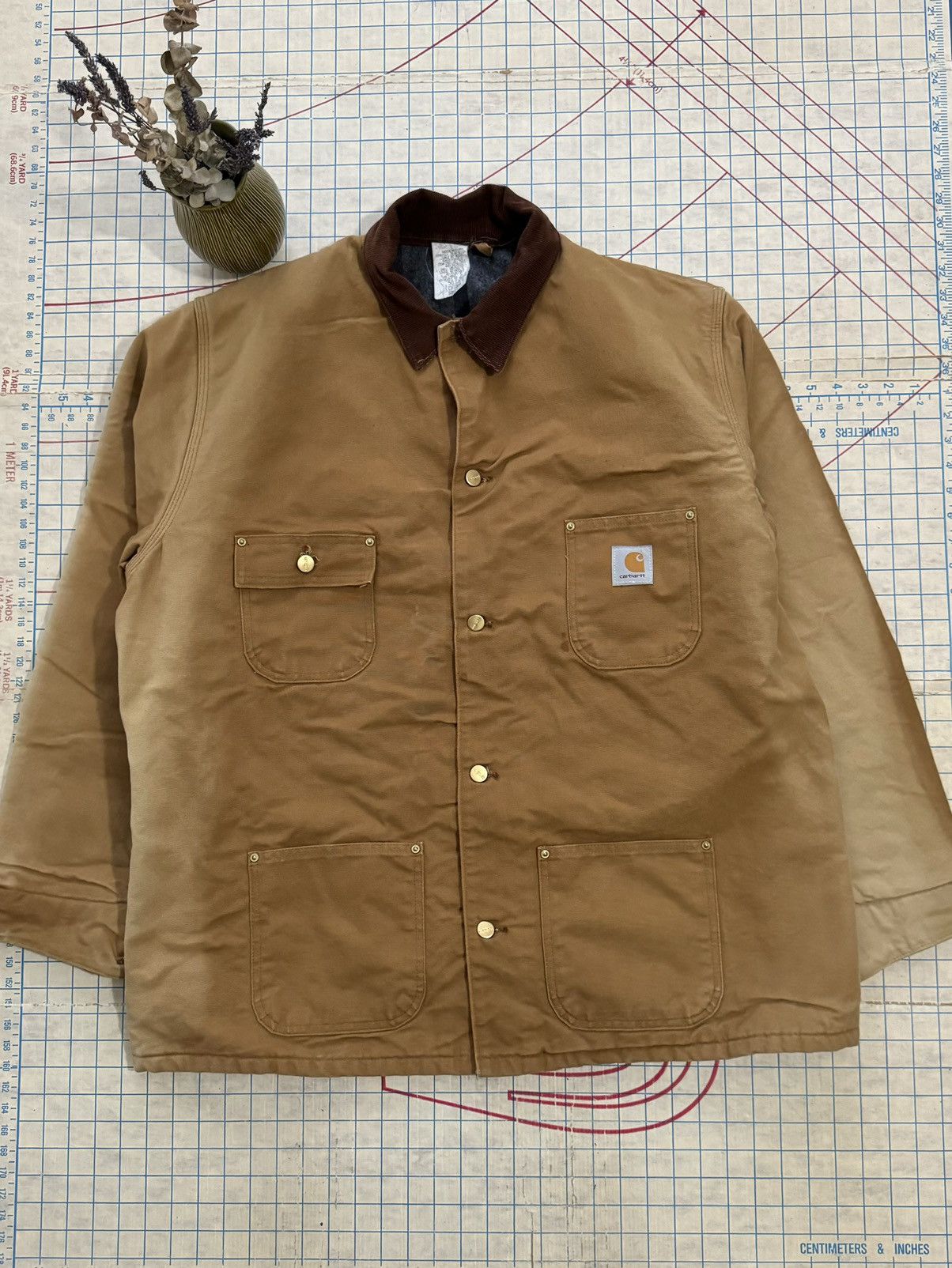 Carhartt × Vintage Carhartt Chore Coat Duck Canvas Nice Fade Blanket Lined Barn Size US XL / EU 56 / 4 - 3 Thumbnail