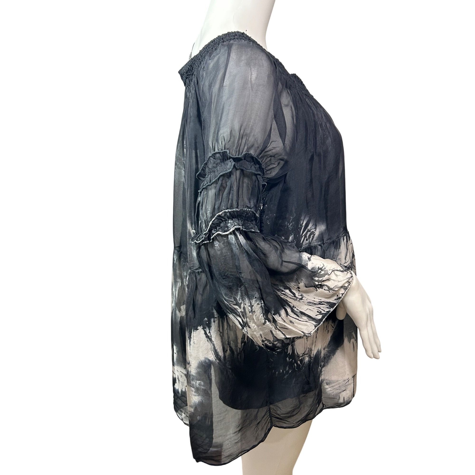Other Tempo Paris Top M/L Black White Tie Dyed Long Sleeve Silk It Size M / US 6-8 / IT 42-44 - 3 Thumbnail