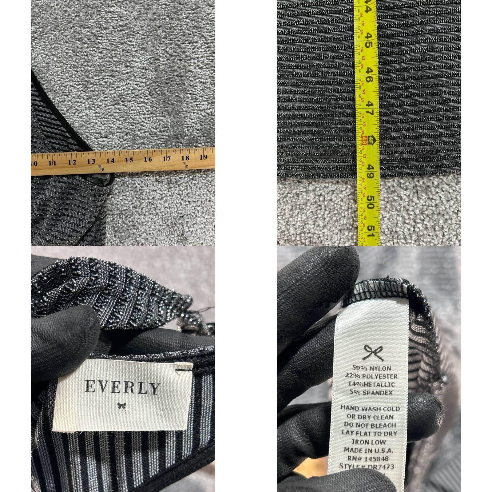 Vintage Everly Maxi Dress Women XS Gray Stripes Halter Dress Maxi Straps Stretch Casual Modern Size XS / US 0-2 / IT 36-38 - 8 Thumbnail