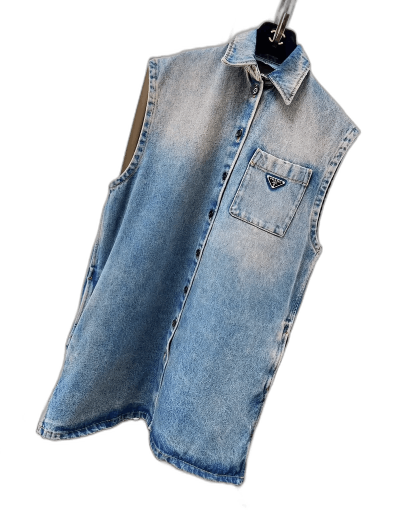 Prada Prada Denim Sleeveless Long Vest Jacket Size S / US 4 / IT 40 - 1 Thumbnail