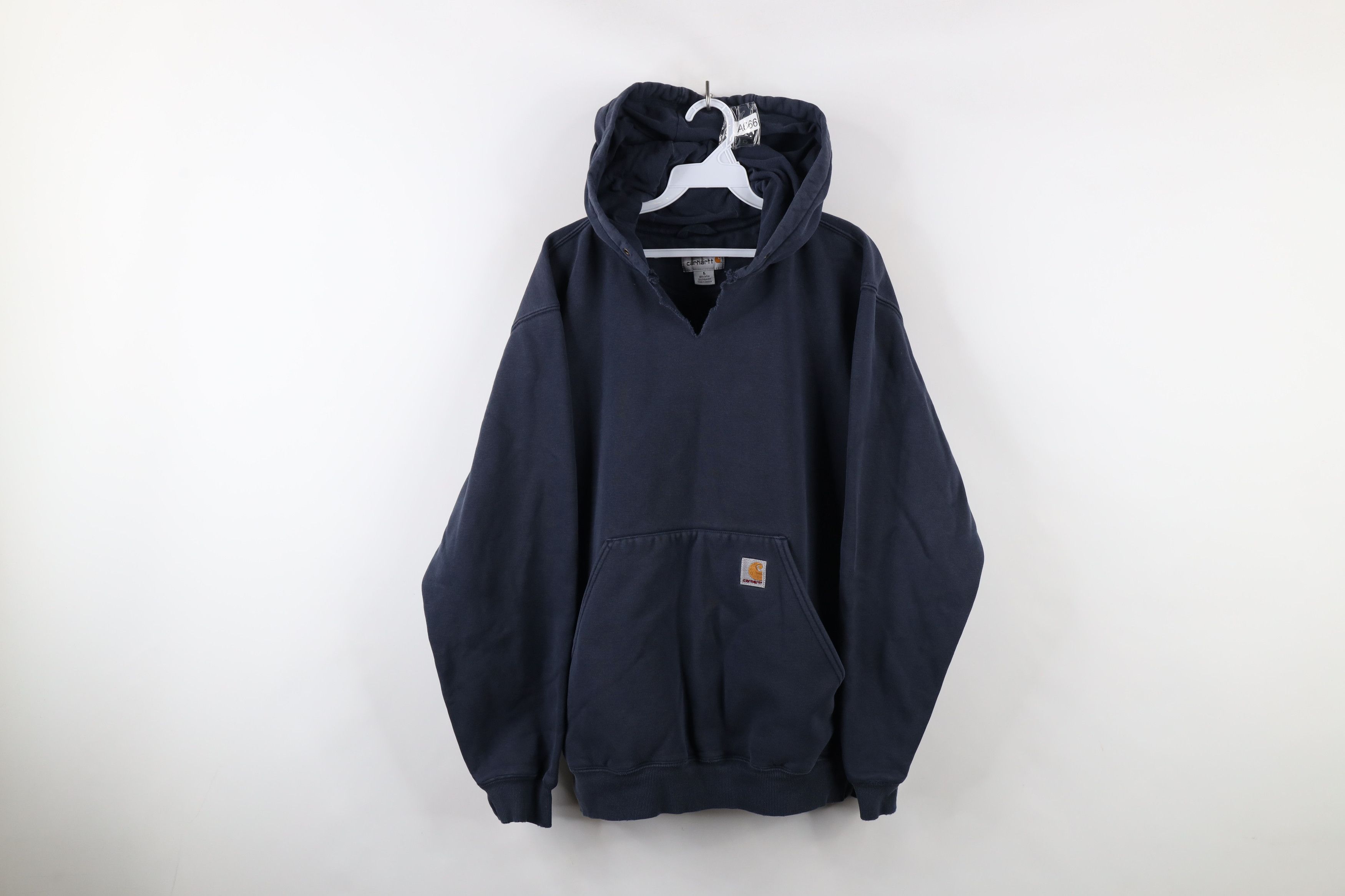 Carhartt × Vintage Vintage 90s Carhartt Spell Out Hoodie Sweatshirt Navy Blue Size US L / EU 52-54 / 3 - 1 Thumbnail