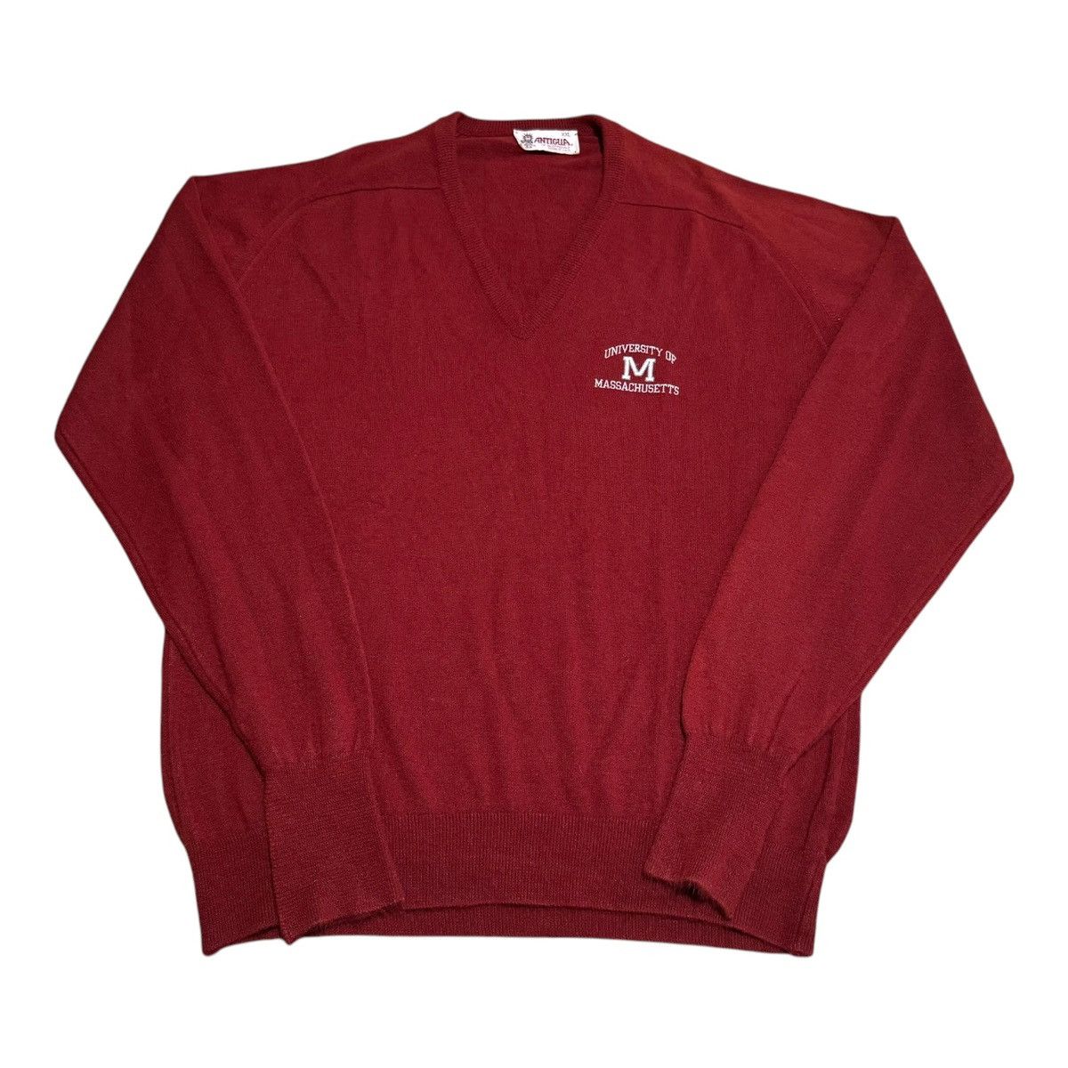 Antigua × Vintage Vintage 80s Antigua UMass Red V-Neck Sweater Adult 2XL Size US XXL / EU 58 / 5 - 1 Thumbnail