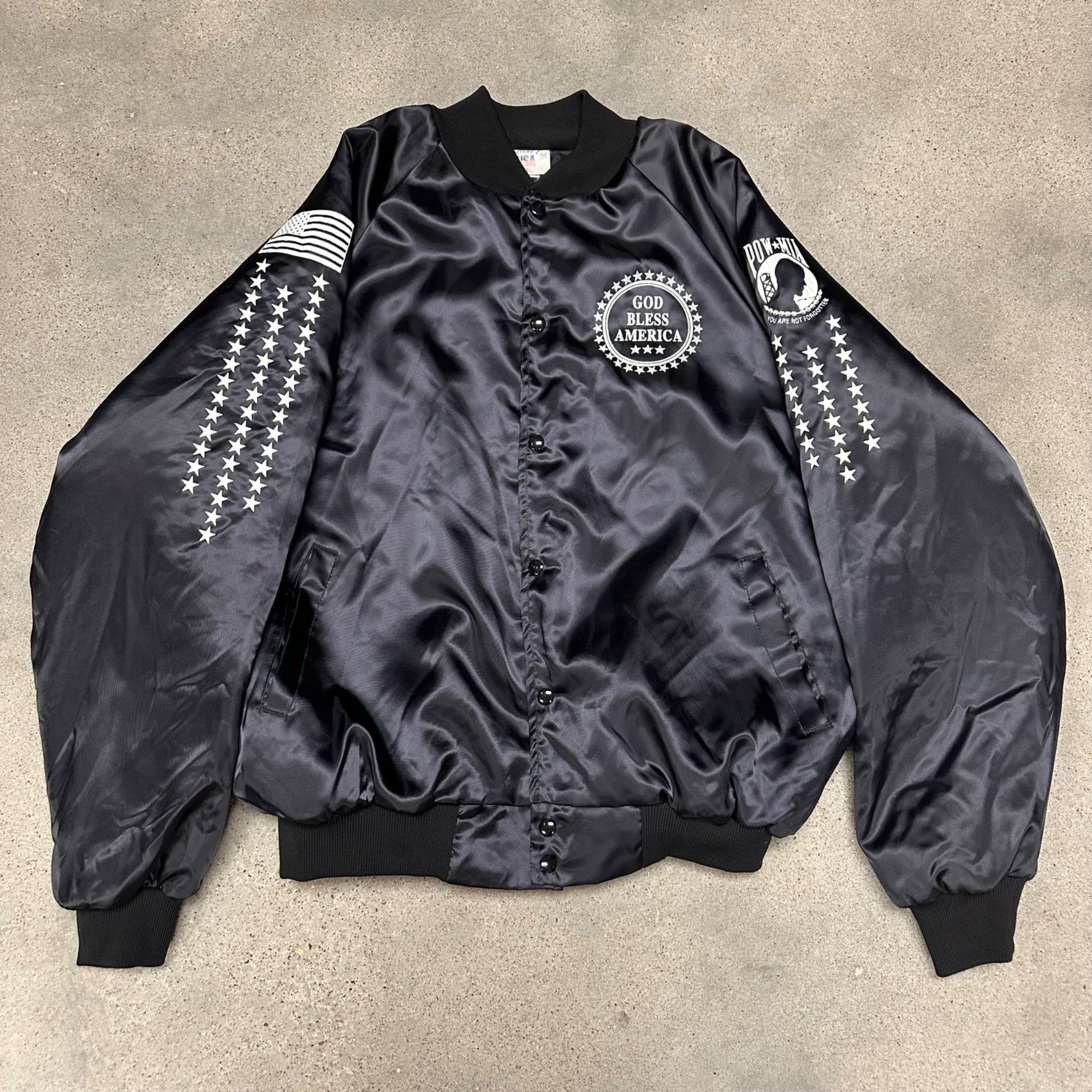 Vintage Vintage 80s POW MIA Black Satin Bomber Jacket Size US XXL / EU 58 / 5 - 1 Thumbnail