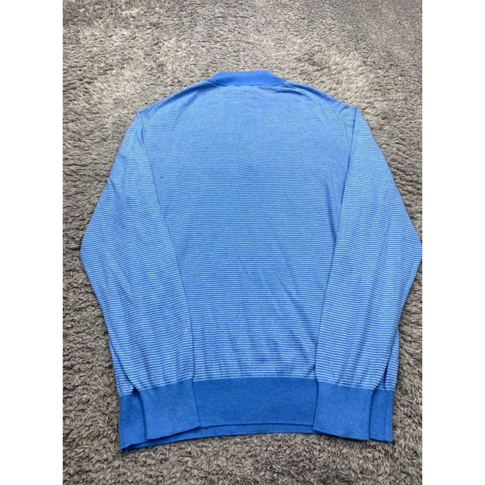 Peter Millar Peter Millar Sweater Mens Medium Blue Striped Silk Blend 1/4 Zip Pullover Size US M / EU 48-50 / 2 - 2 Thumbnail