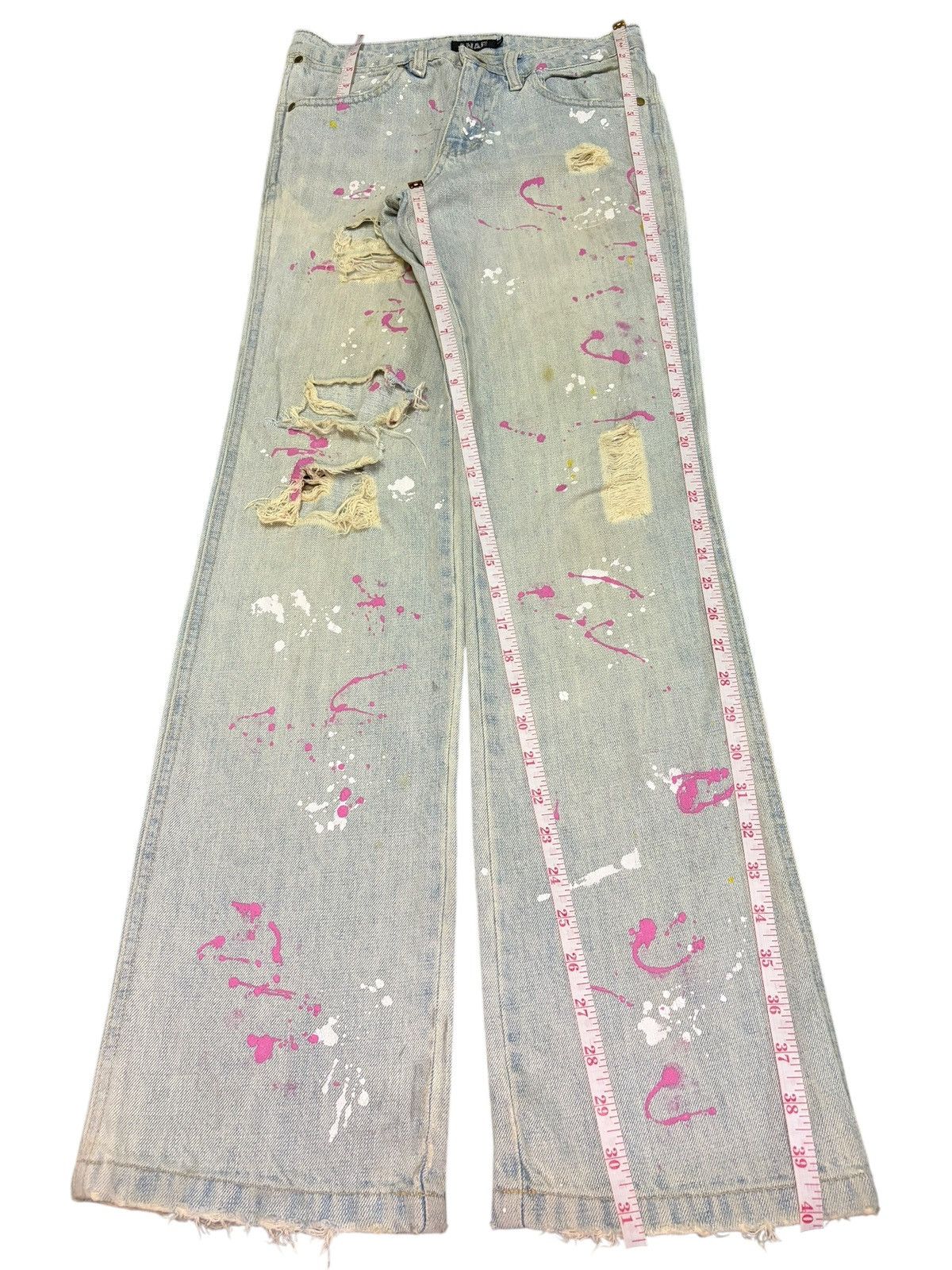 Hysteric Glamour Vintage Japanese Brand Paint Distress Flare Jeans Size 28" / US 6 / IT 42 - 7 Thumbnail