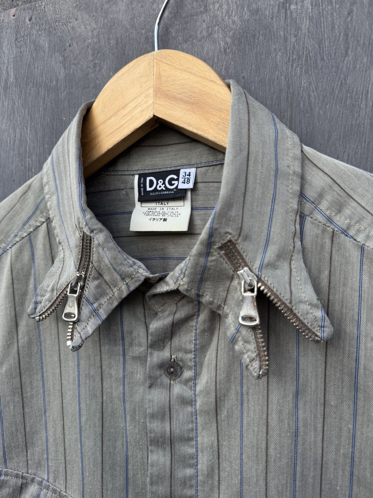Dolce & Gabbana Dolce Gabbana Vintage Zip Collar Stripped Shirt Size 34/48 Size US M / EU 48-50 / 2 - 4 Thumbnail