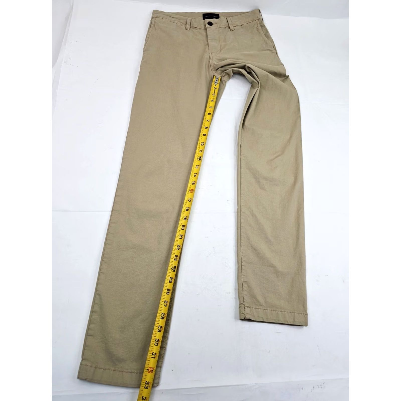 American Eagle Outfitters Nike Shirt Men Slim Chino Pants 30x34 Beige Tan EUC Slim Fit Flat Front Cotton Blend Spandex Logo 90s City College USA Mens Size US 30 / EU 46 - 3 Thumbnail