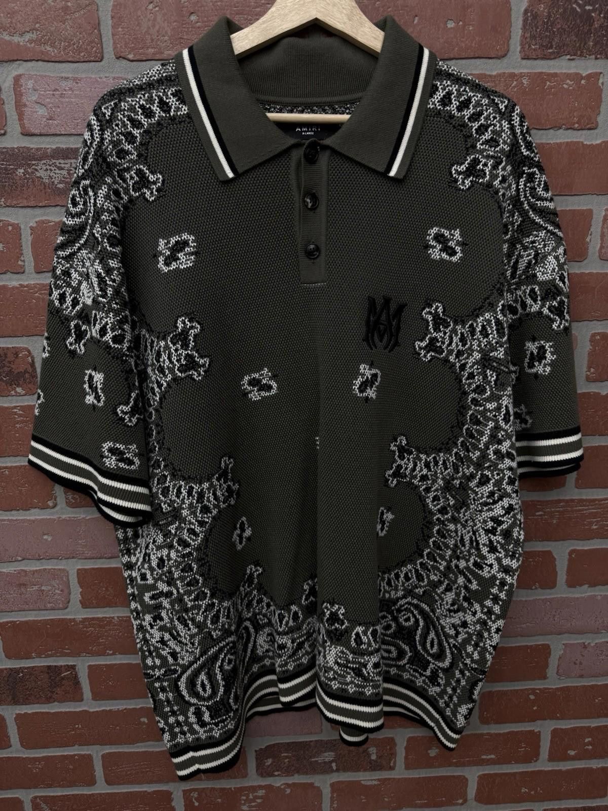 Amiri Amiri Bandana Short Sleeve Polo Shirt Green Dress Style XL Size US XL / EU 56 / 4 - 5 Thumbnail