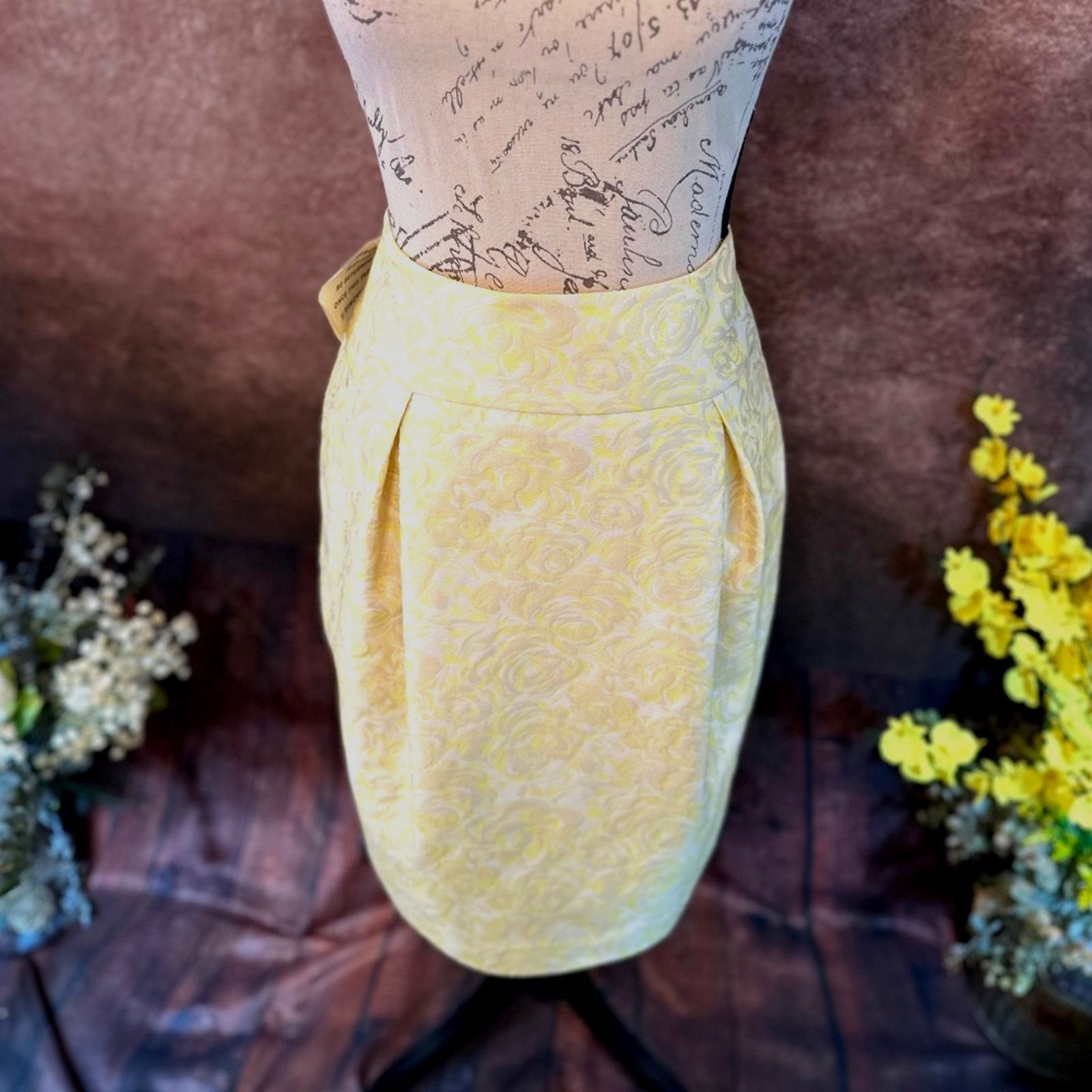 Magaschoni Magaschoni Jacquard Pleated Skirt - Buttercup Combo 10 Size 32" / US 10 / IT 46 - 6 Thumbnail