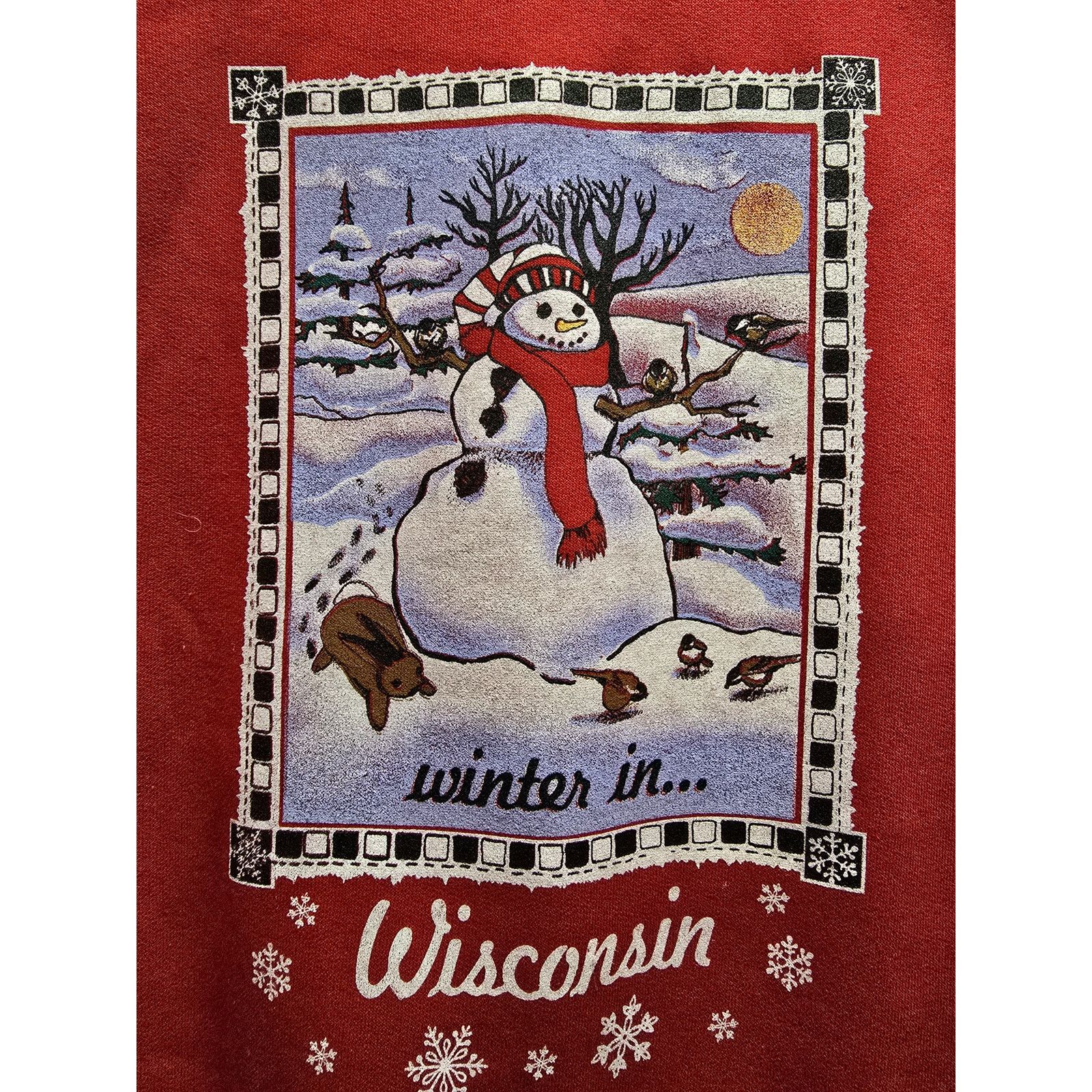 Vintage Vintage Wisconsin Sweatshirt Crewneck Winter XL 90s Red Size XL / US 12-14 / IT 48-50 - 2 Thumbnail