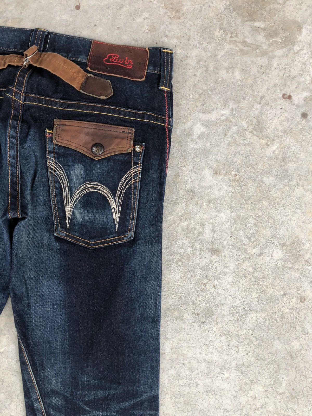 If Six Was Nine Edwin Flared Jeans Bootcut Distressed Back Buckle Size US 33 - 10 Thumbnail