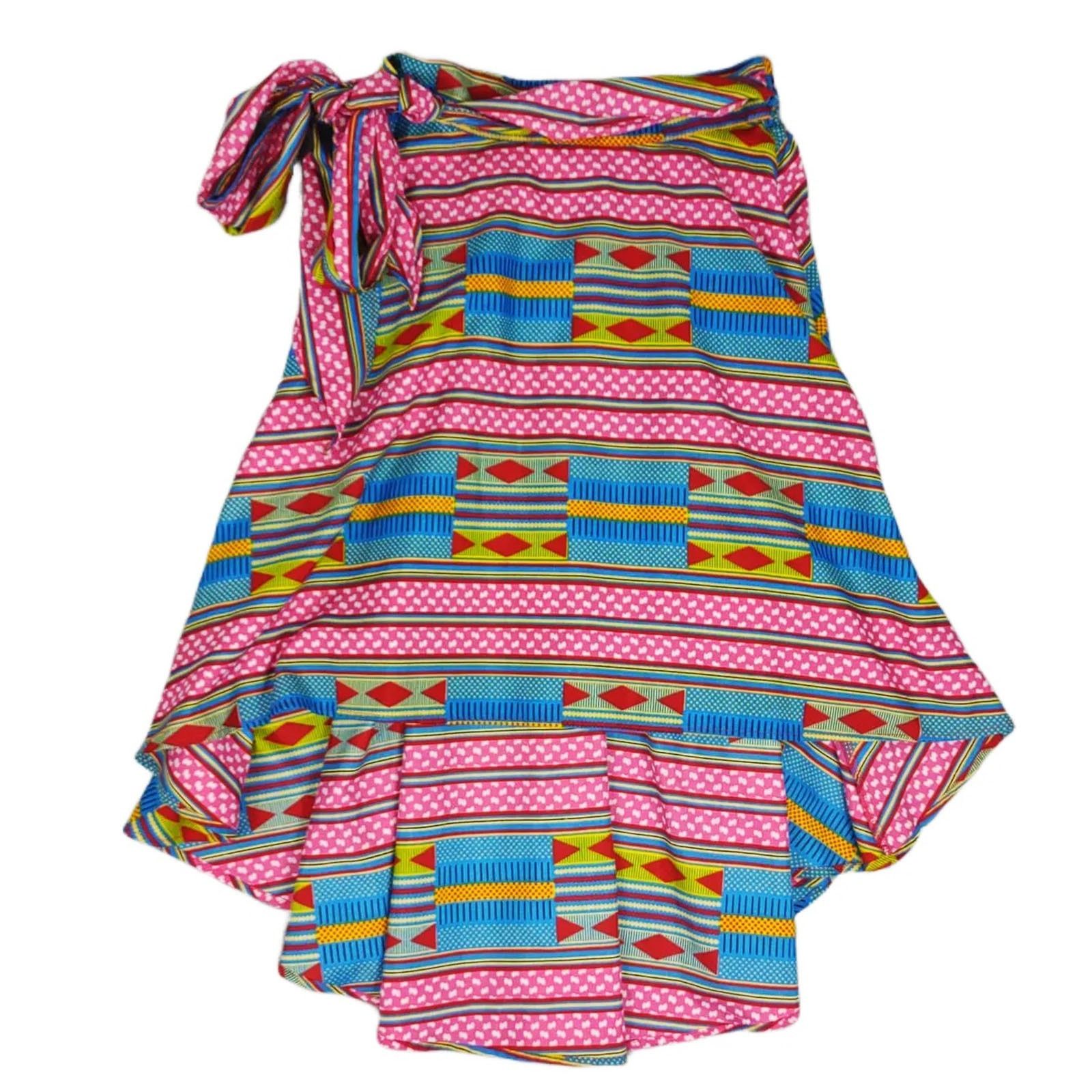 Other Shenbolen Tie Waist African Tribal Print Dashiki HiLow Skirt Size 28" / US 6 / IT 42 - 1 Thumbnail