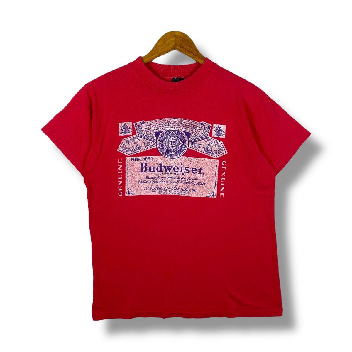 Budweiser × Vintage Vintage 80's BUDWEISER Lager Beer Faded Logo Tee Shirt Size US M / EU 48-50 / 2 - 1 Thumbnail