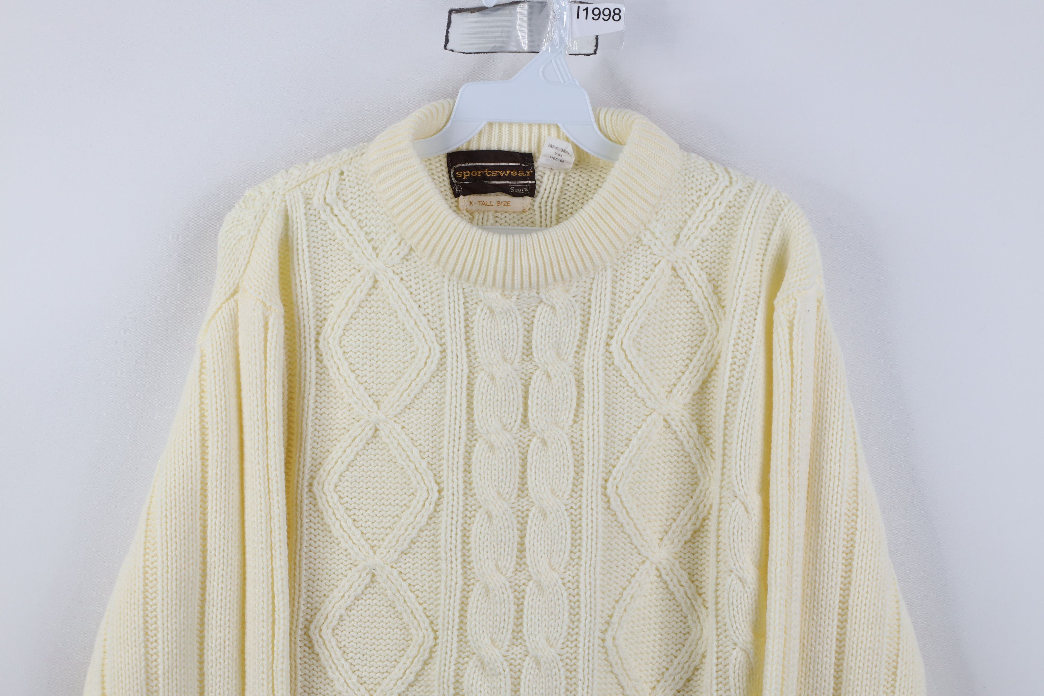 Vintage Vintage 70s Streetwear Cable Knit Fisherman Sweater Cream Size US XL / EU 56 / 4 - 2 Thumbnail
