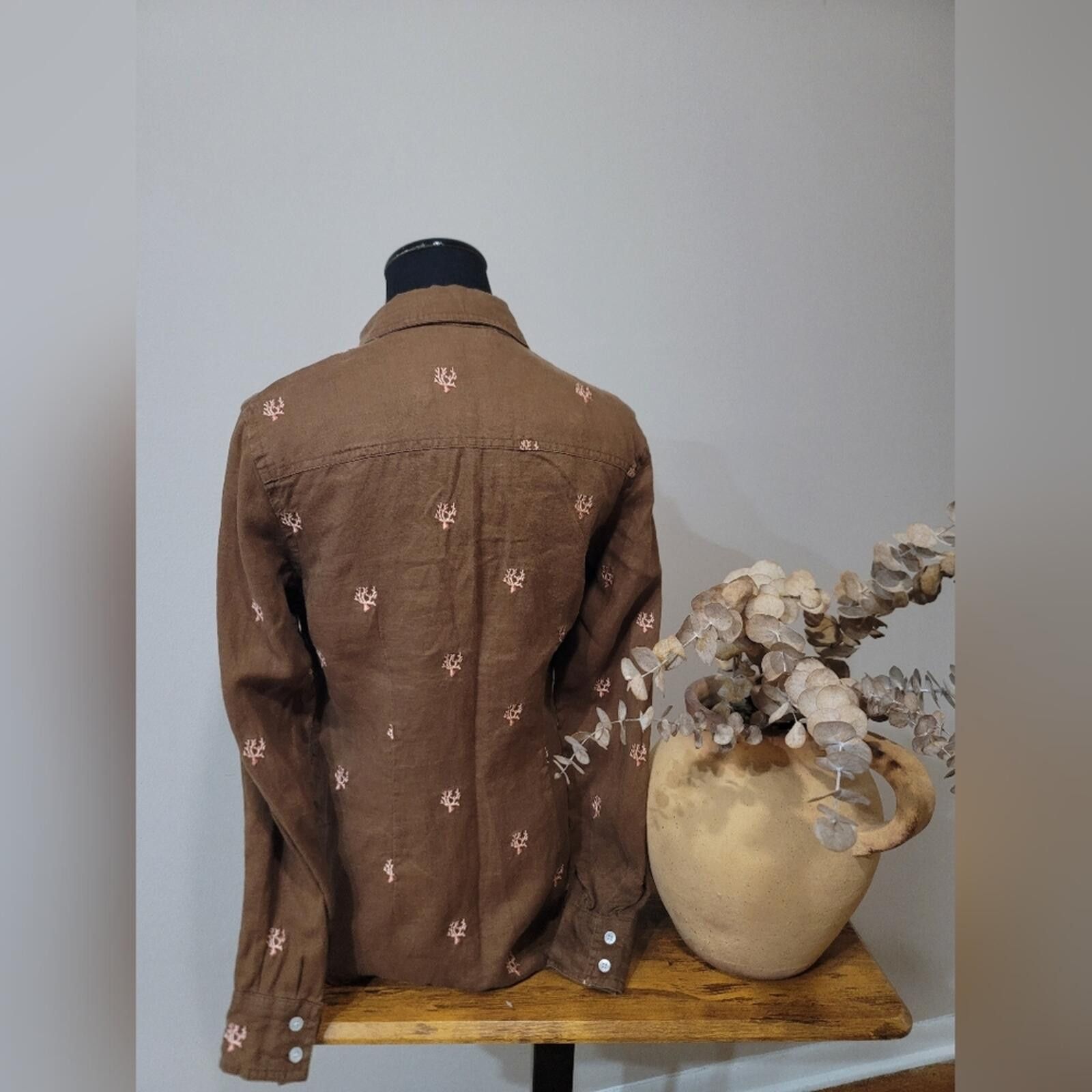 J.McLaughlin J. McLaughlin Brown Sea Coral Button Shirt Linen Size 2 Size XS / US 0-2 / IT 36-38 - 4 Thumbnail