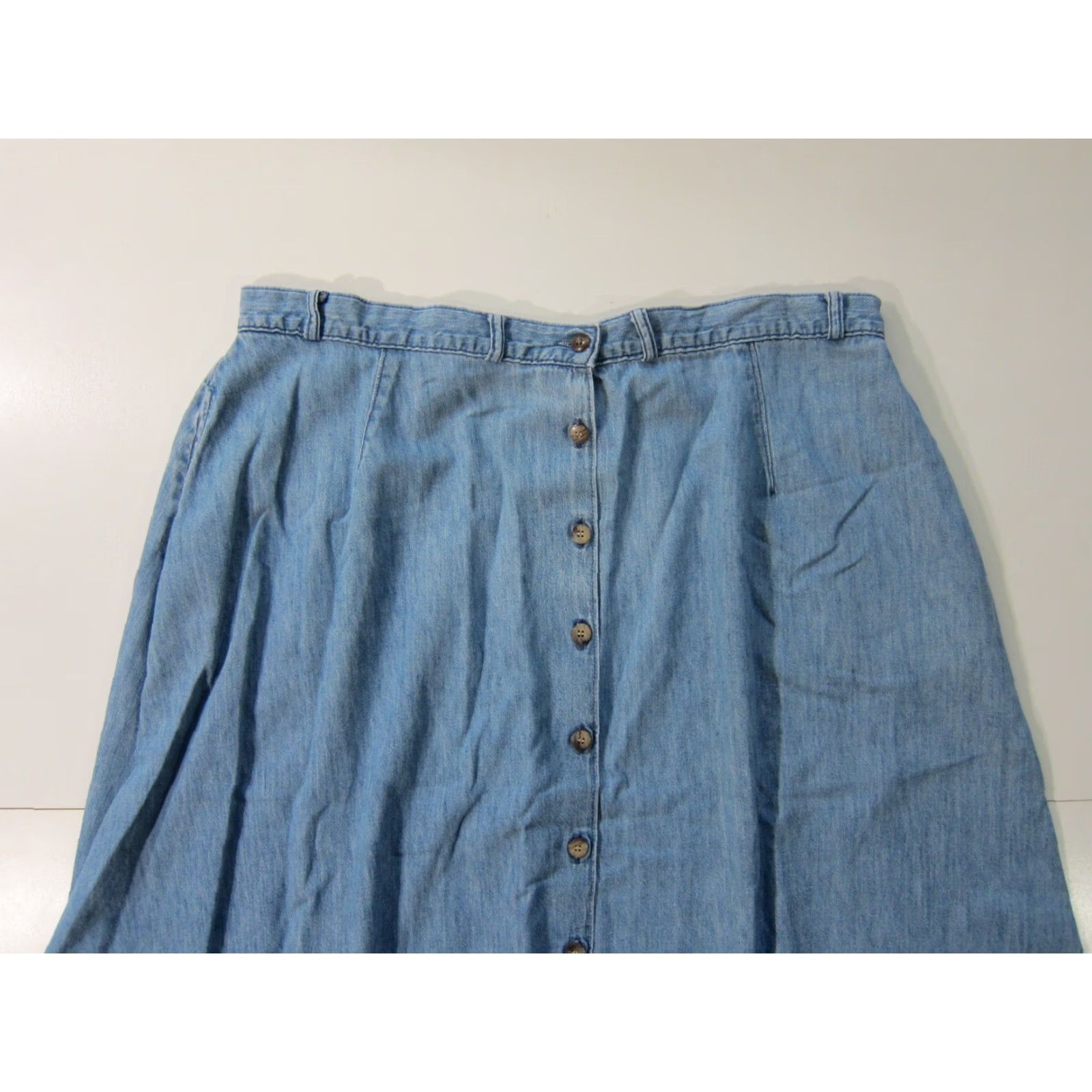 Denime Willowbend Denim 100% Cotton Lightwash Button Down Maxi Pocket Skirt Women 24 Blue Denim Vintage Licensed? Size 42" / US 20 - 5 Thumbnail