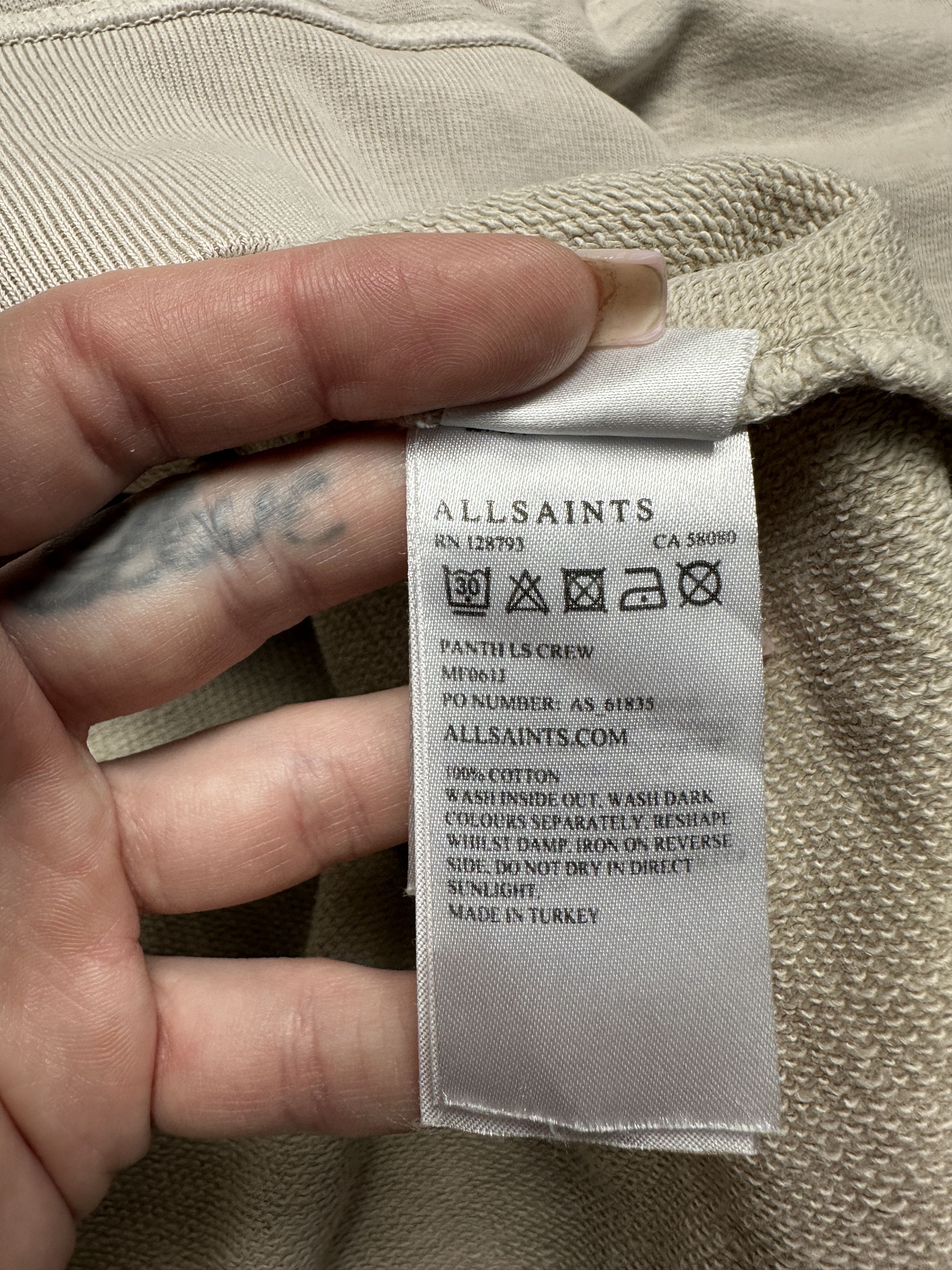 Allsaints Allsaints Panth Mens Crew Neck Sweatshirt Size US XL / EU 56 / 4 - 4 Thumbnail