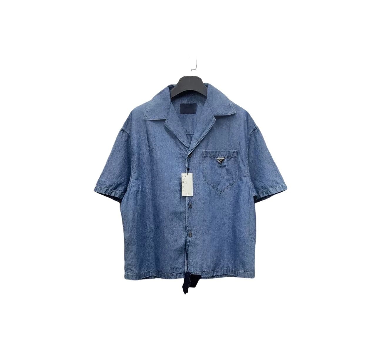 Prada Prada Triangle Logo Denim Short Sleeve Shirt XL Size US XL / EU 56 / 4 - 1 Thumbnail