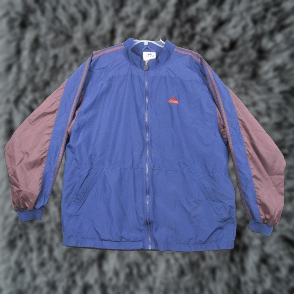 Adidas VINTAGE adidas Track Jacket Windbreaker XL Blue Trefoil Athletic Track Jacket Mens XL Blue Classic 90s Size US XL / EU 56 / 4 - 1 Thumbnail