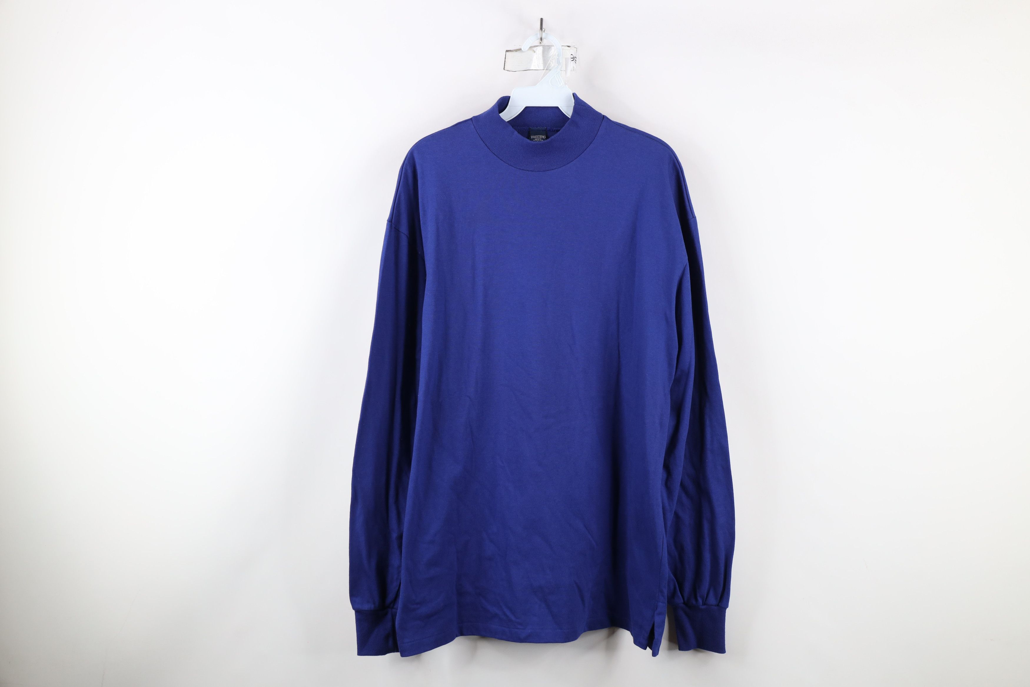 Lands' End × Vintage Vintage 90s Lands End Mock Neck Long Sleeve T-Shirt Blue USA Size US L / EU 52-54 / 3 - 1 Thumbnail