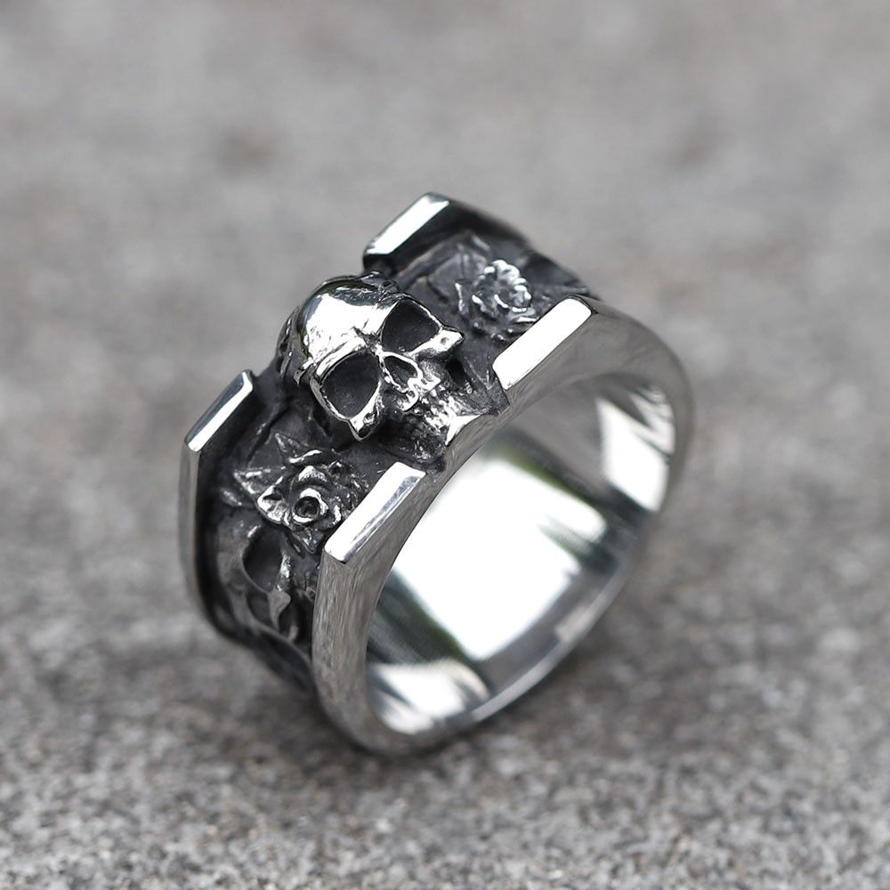 Vintage SIZE 10 316L Stainless Steel Vintage SKULL Punk Ring Size ONE SIZE - 8 Thumbnail