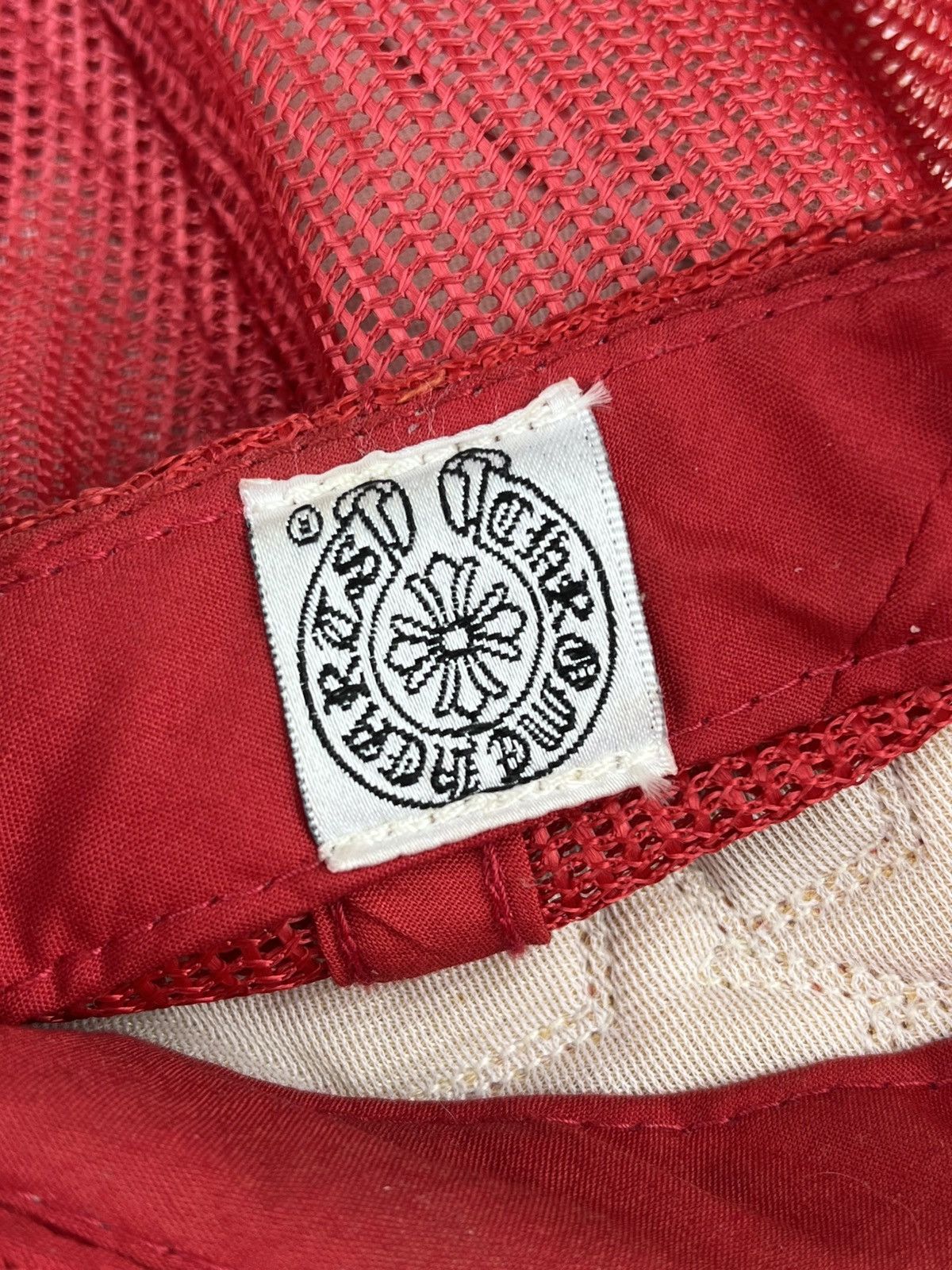 Chrome Hearts × Vintage Chrome Hearts Triple Star Leather Patch Red Trucker Hat Size ONE SIZE - 7 Thumbnail