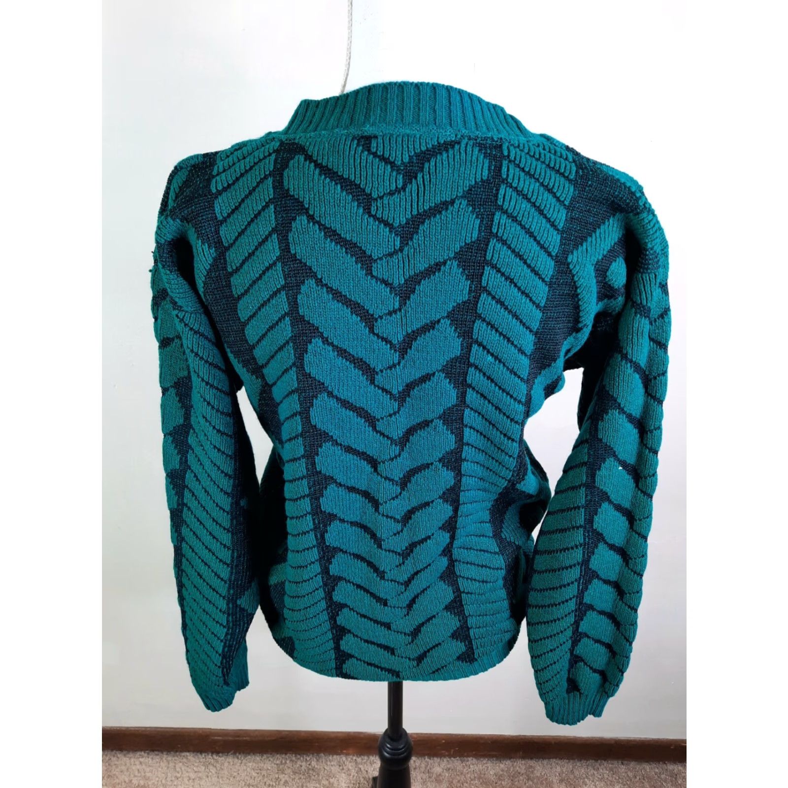 Vintage VINTAGE Grannycore 90s Sweater Crewneck Pullover Green USA S6C M Jane Adams Sweater Geometric Pullover Crewneck Womens (adjusted for relevance) Size M / US 6-8 / IT 42-44 - 5 Thumbnail