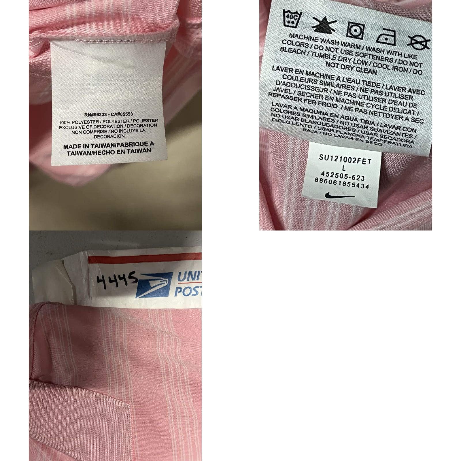 Nike Nike Golf Polo Shirt Mens Large Pink Striped Hawaii Logo Performance Dry Fit Size US L / EU 52-54 / 3 - 8 Thumbnail