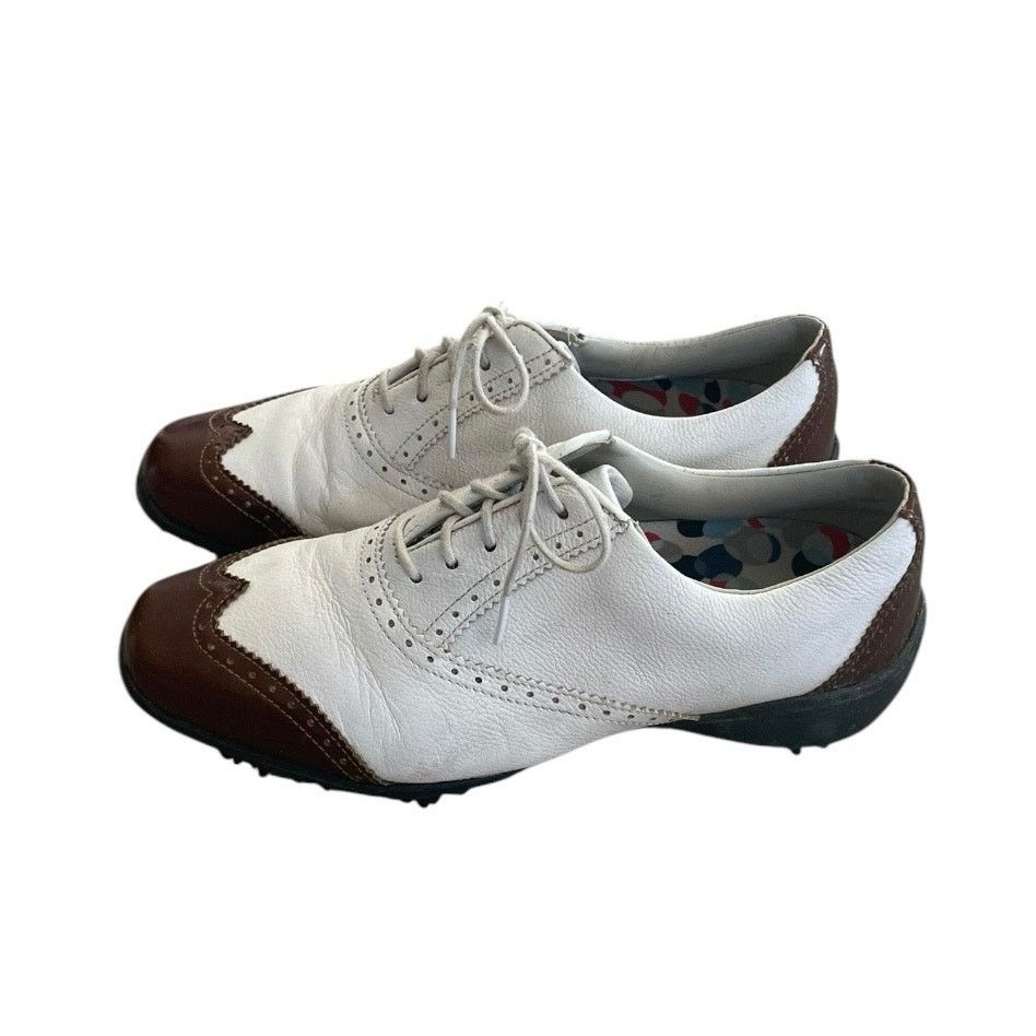 Footjoy Footjoy White and Brown LoPro Collection Leather Golf Shoes Size US 6.5 / IT 36.5 - 2 Thumbnail
