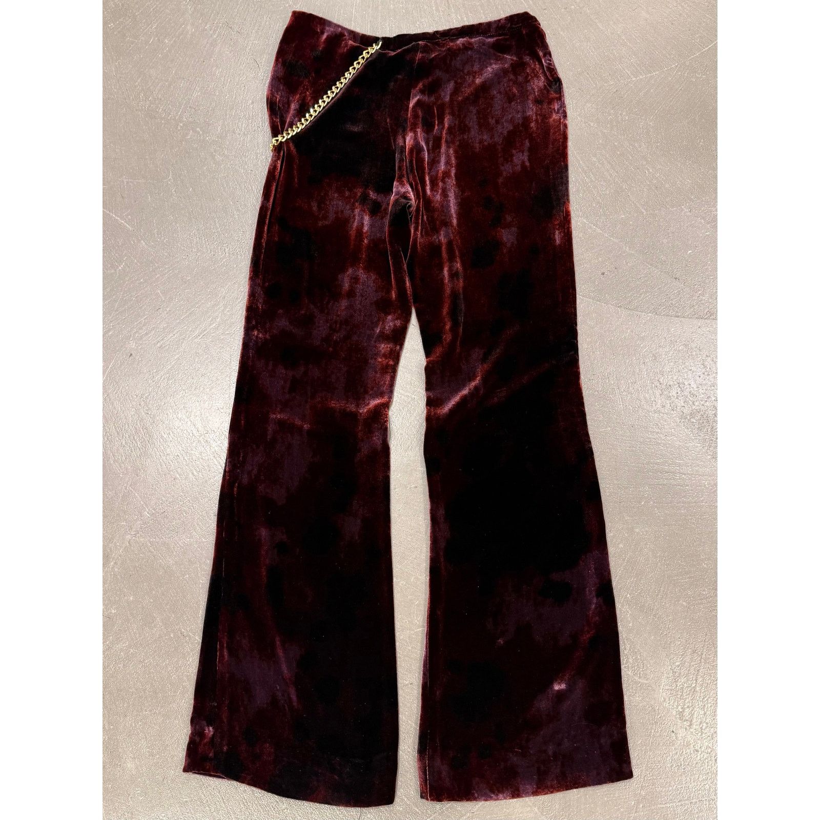 Roberto Cavalli Roberto Cavalli burgundy velvet flared pants with chain Size 30" / US 8 / IT 44 - 4 Thumbnail