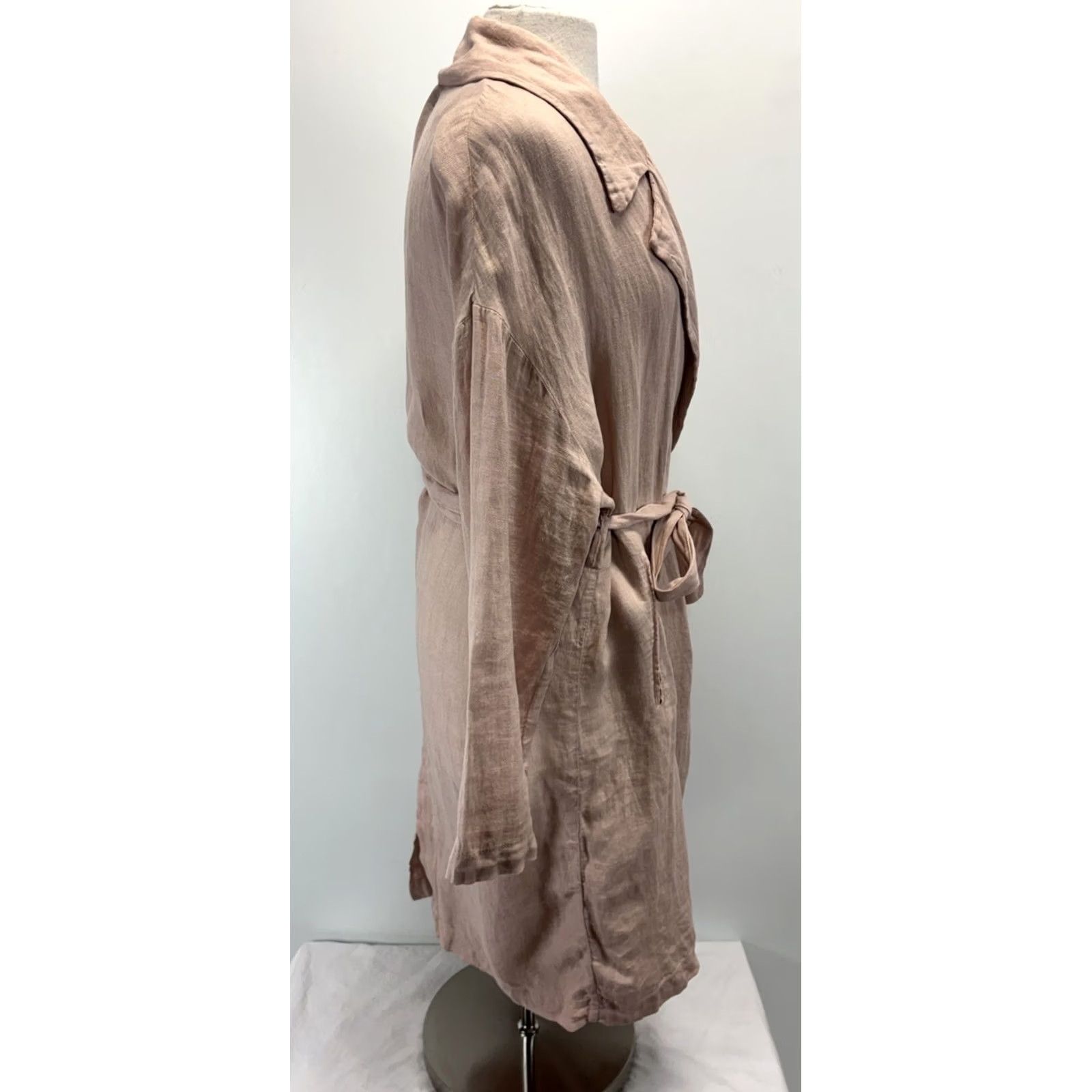 Zara Zara Linen Duster Coat Jacket Women’s L Dusty Pink Belted Lagenlook Minimalist Size L / US 10 / IT 46 - 5 Thumbnail