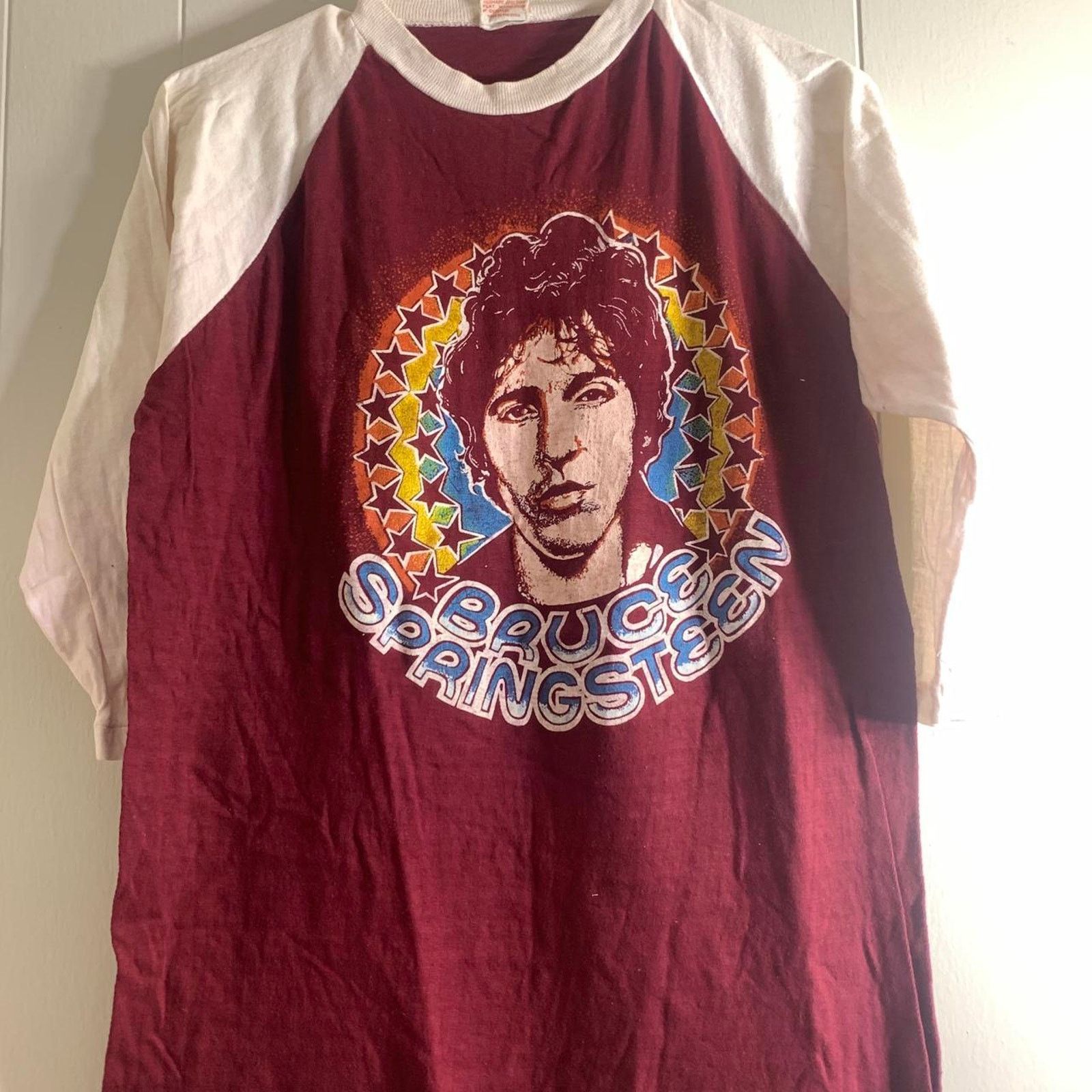 Vintage 80's BRUCE SPRINGSTEEN The Boss Is Back 3/4 sleeve tee shirt Size US L / EU 52-54 / 3 - 3 Thumbnail